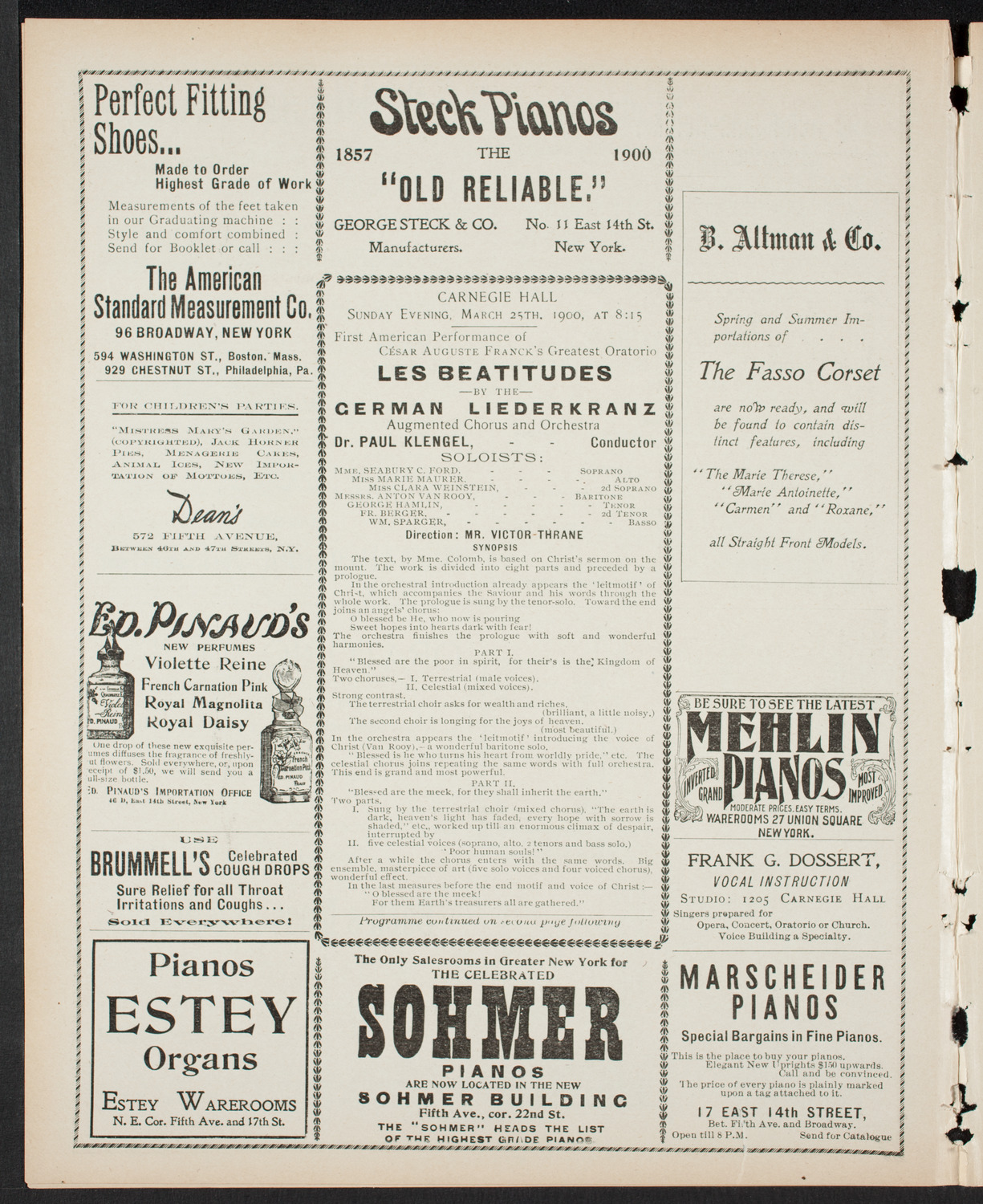 German Liederkranz, March 25, 1900, program page 4