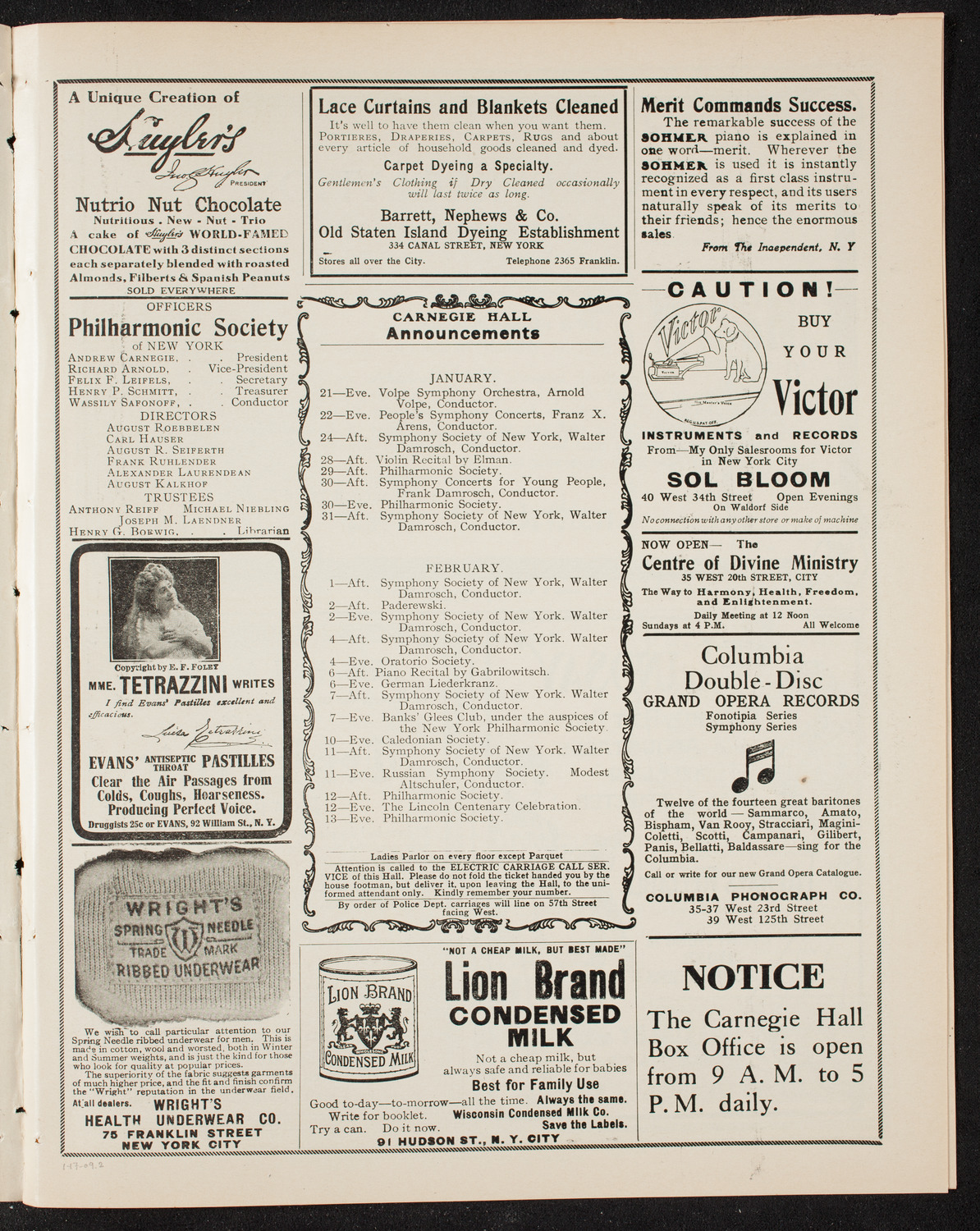 Maria E. Orthen, Soprano, January 17, 1909, program page 3