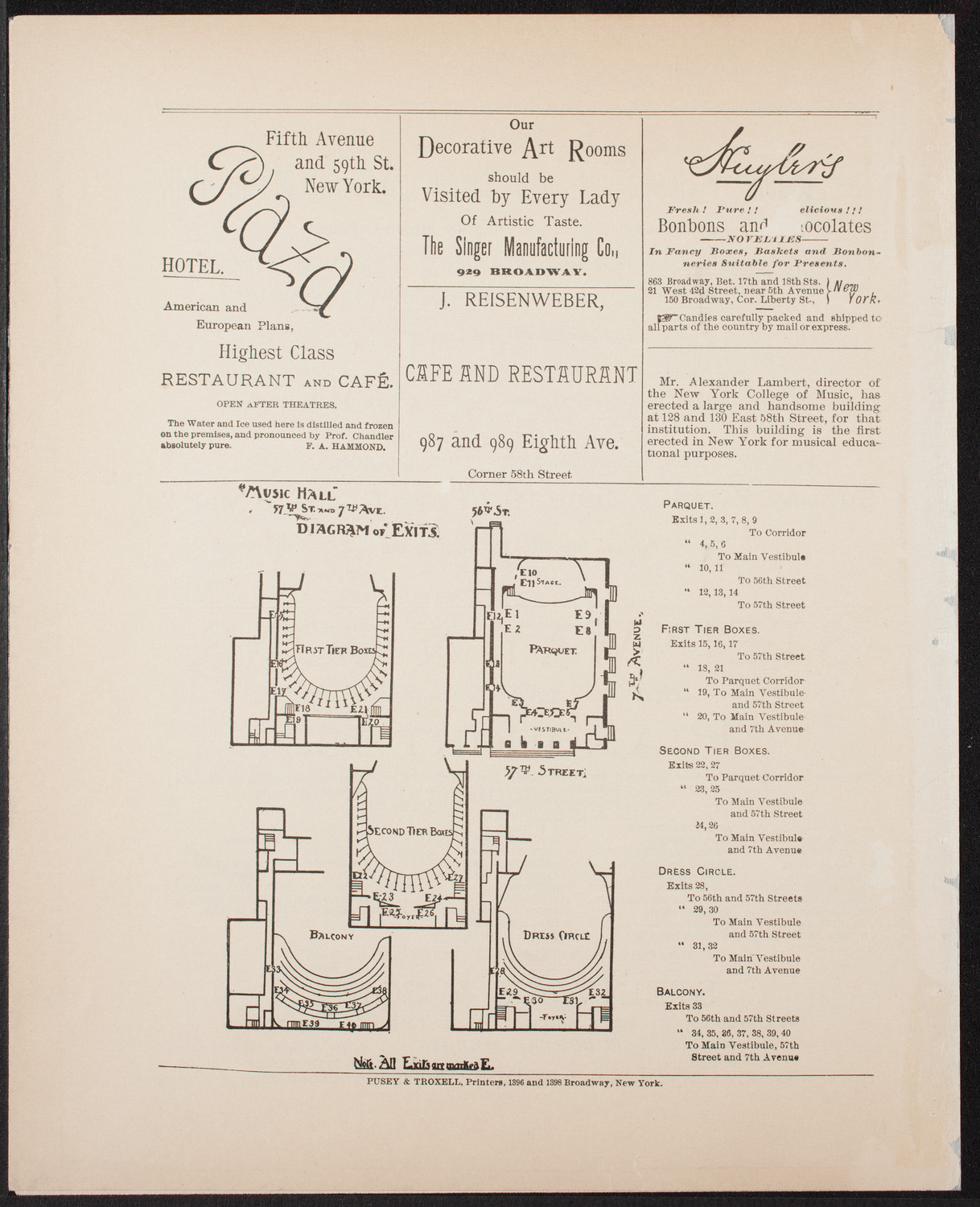 Urania Scientific Theatre, June 18, 1892, program page 4