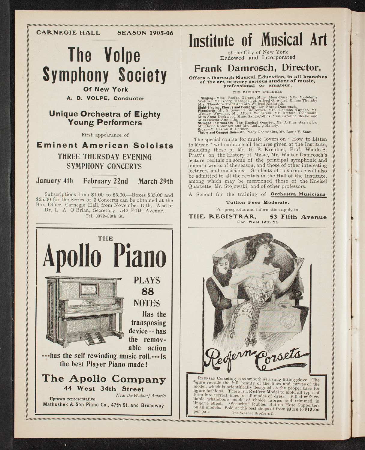 Boston Symphony Orchestra, December 7, 1905, program page 2