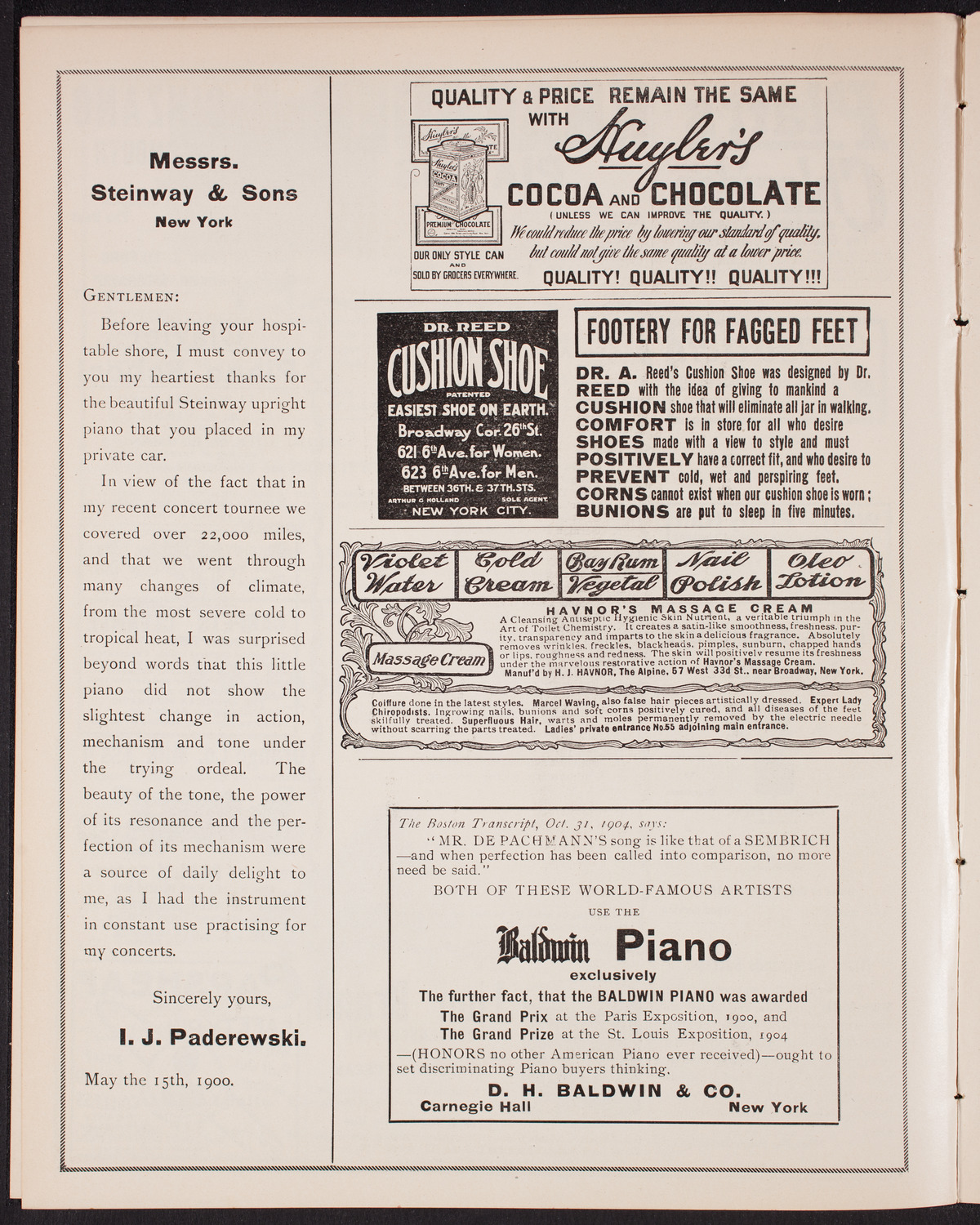 New York Philharmonic, January 6, 1905, program page 4