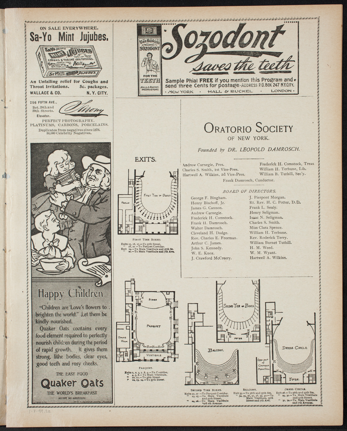 Paur Symphony Orchestra, January 7, 1899, program page 3