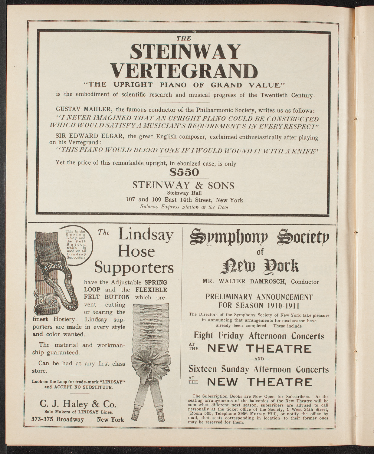 New York Philharmonic, March 30, 1910, program page 4