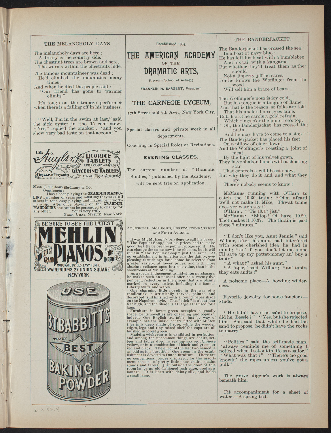 Lillian Gibbs Boyd, February 2, 1897, program page 7