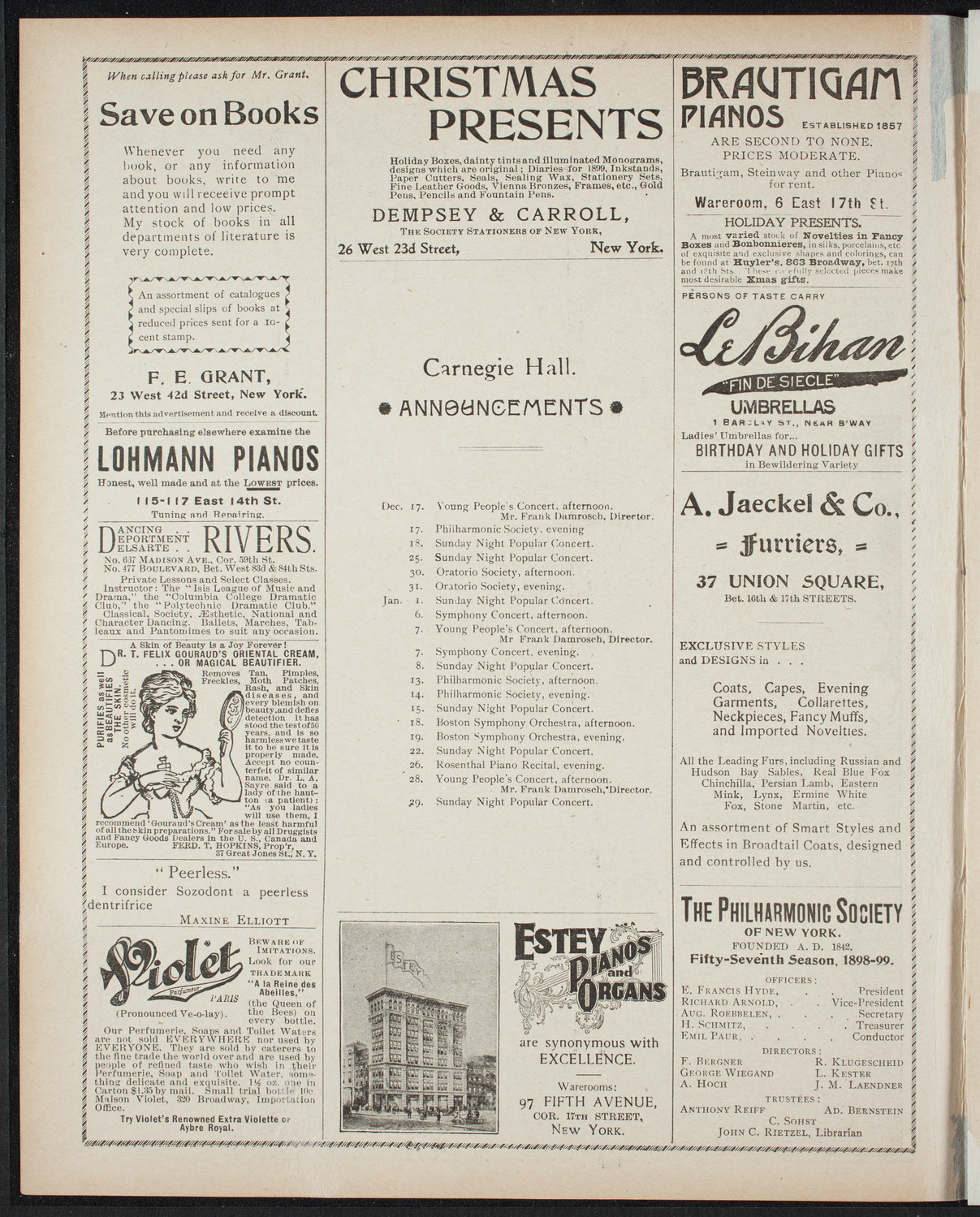 New York Philharmonic, December 16, 1898, program page 2