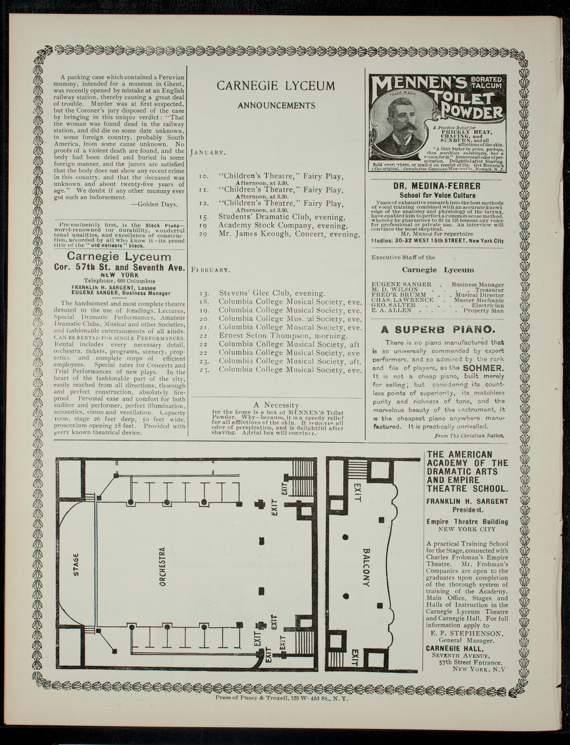 The Children's Theatre, January 9, 1901, program page 4