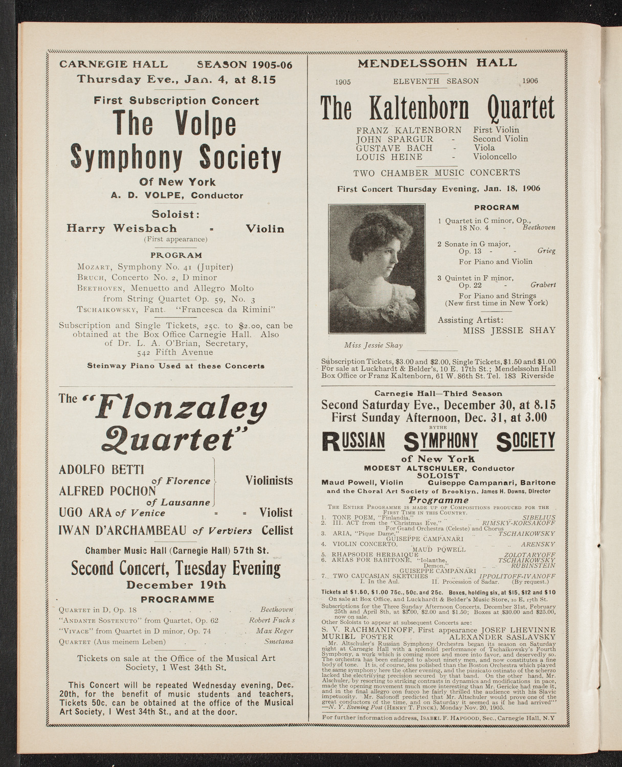 New York Philharmonic, December 16, 1905, program page 10