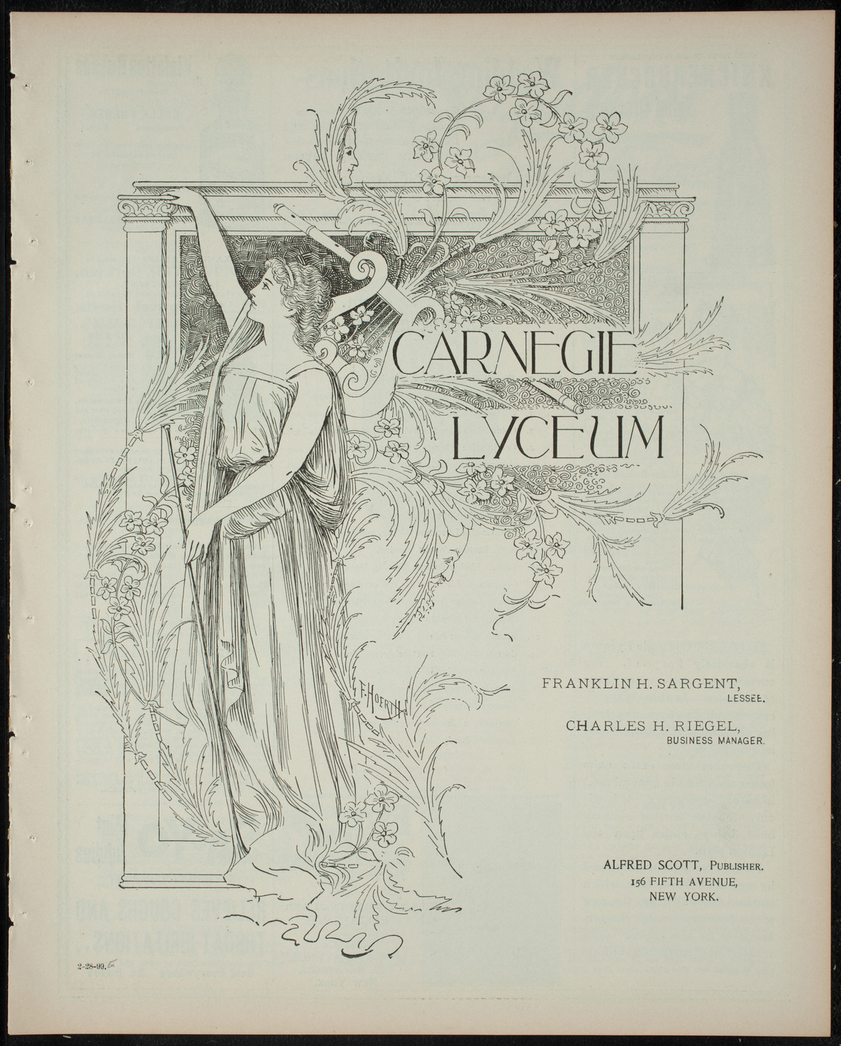 Columbia University Musical Society, February 28, 1899, program page 1