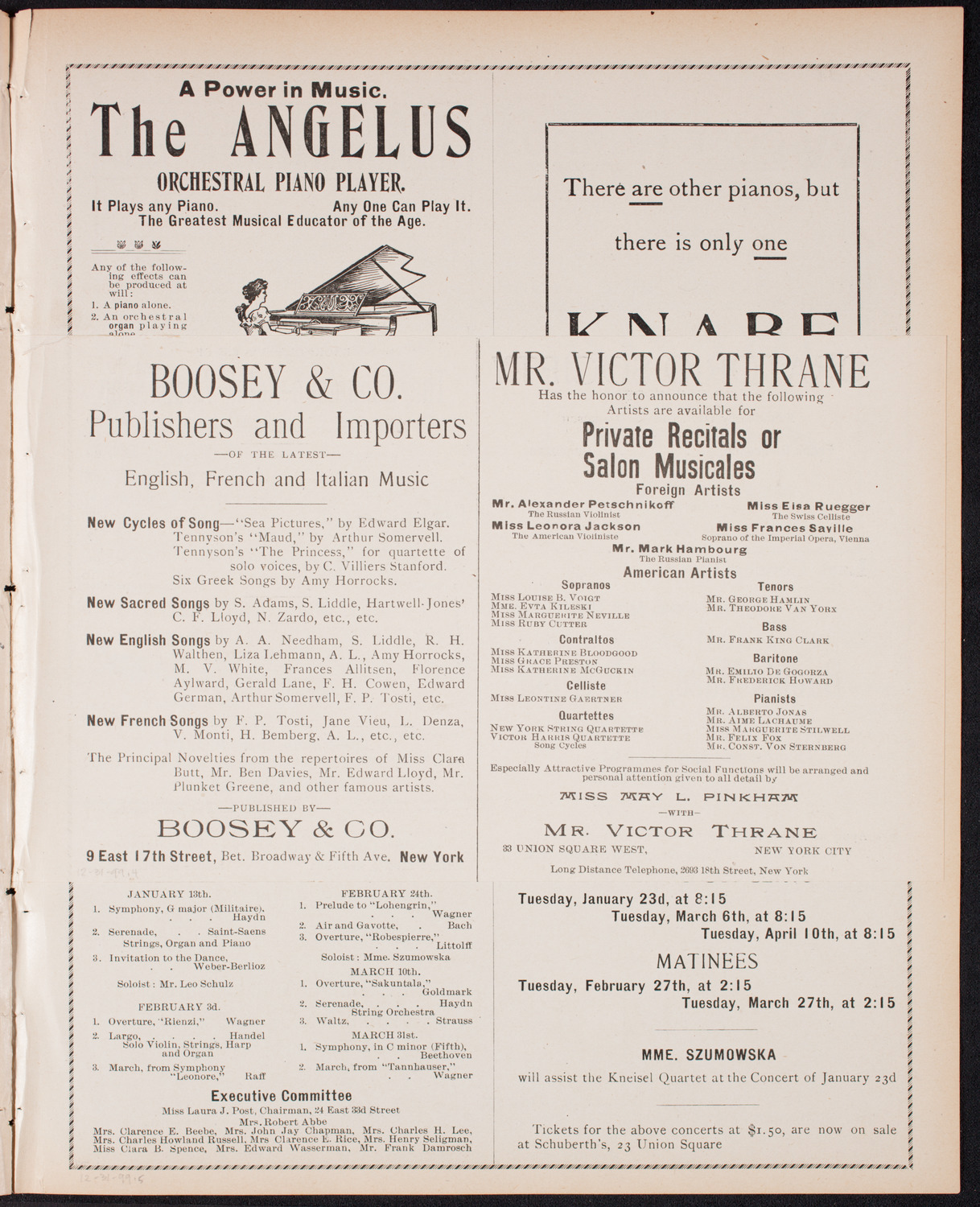 Ignacy Jan Paderewski, Piano, with the New York Symphony Orchestra, December 31, 1899, program page 7