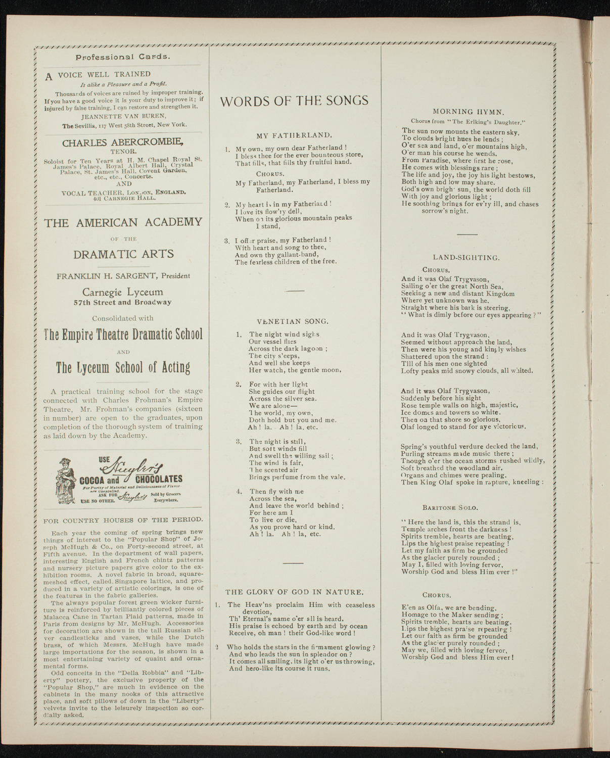 People's Choral Union and Singing Classes, May 2, 1897, program page 2