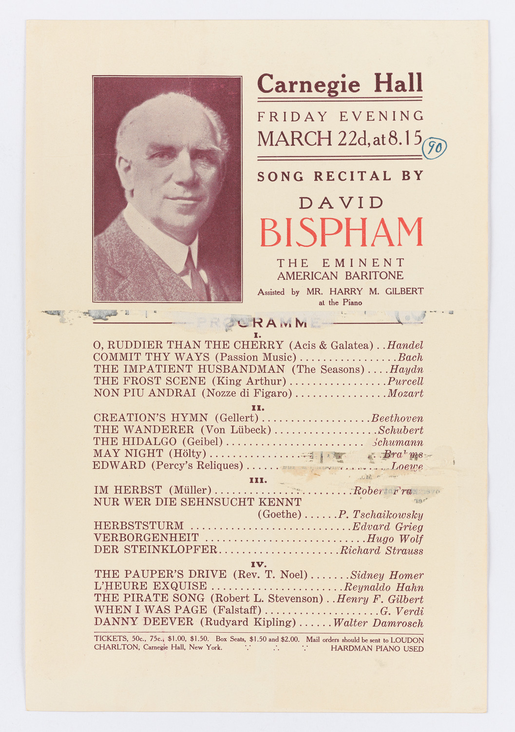 David Bispham, March 22, 1912