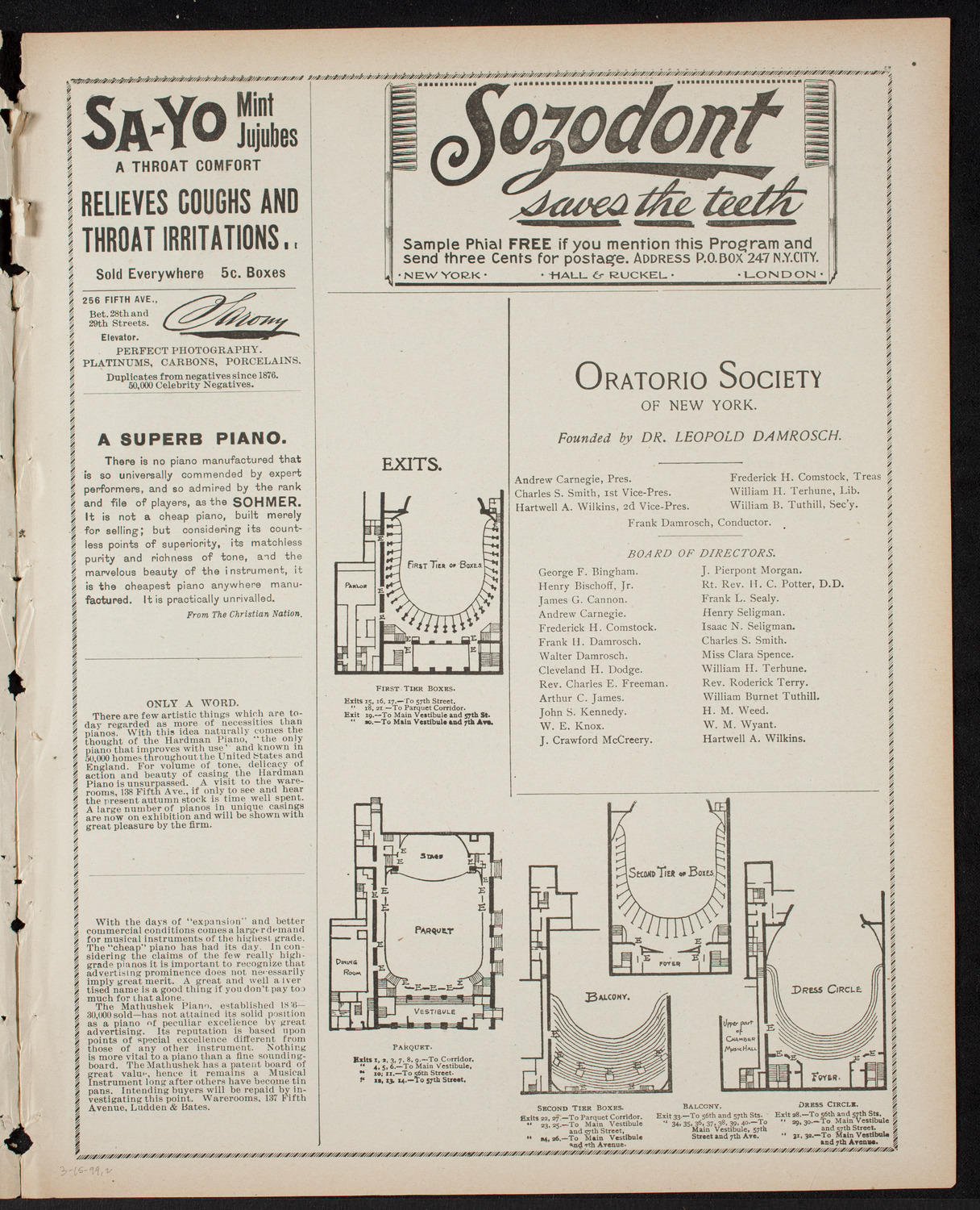 Blanche Marchesi, Soprano, March 15, 1899, program page 3