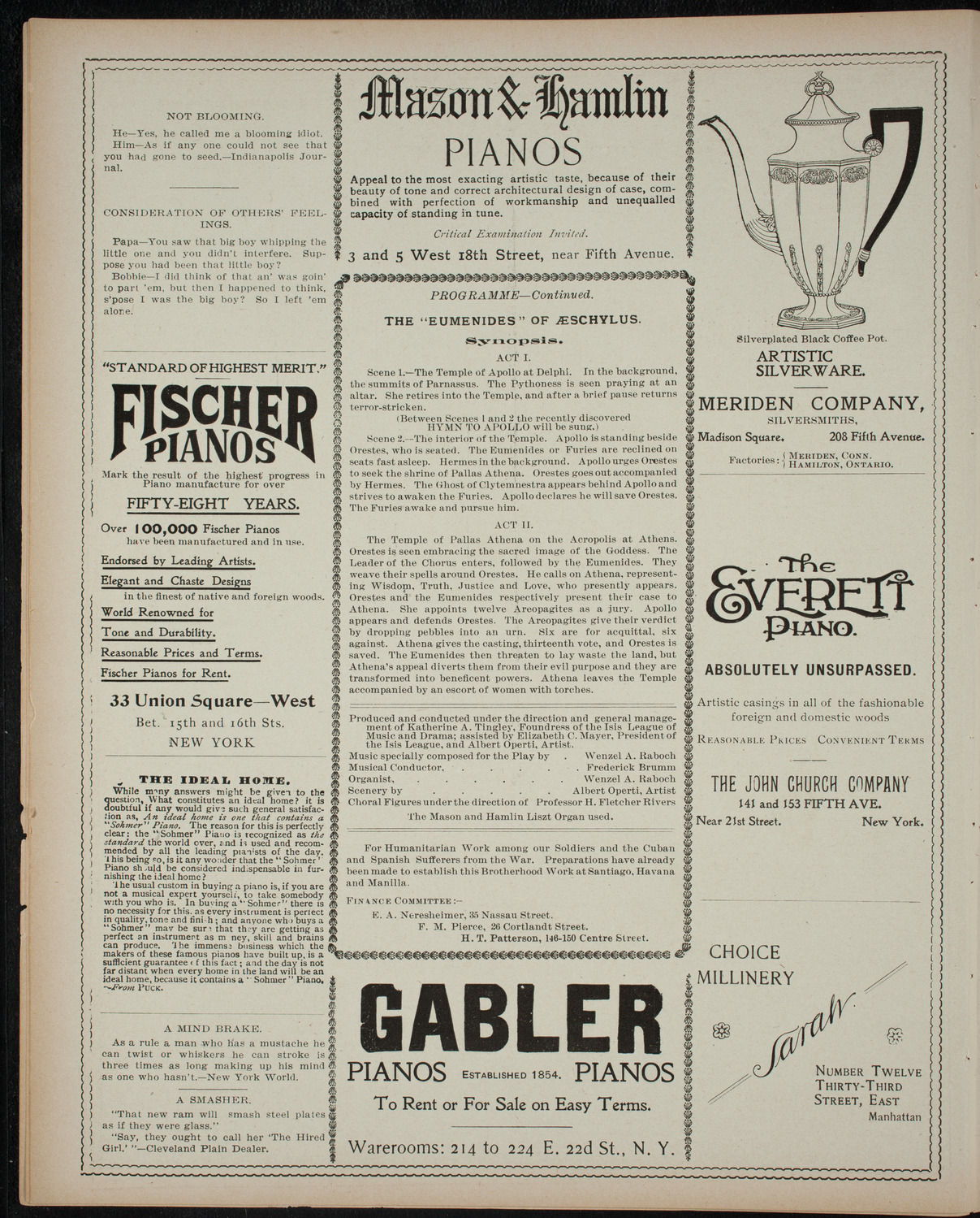 Isis League of Music and Drama Student Production, November 16, 1898, program page 6