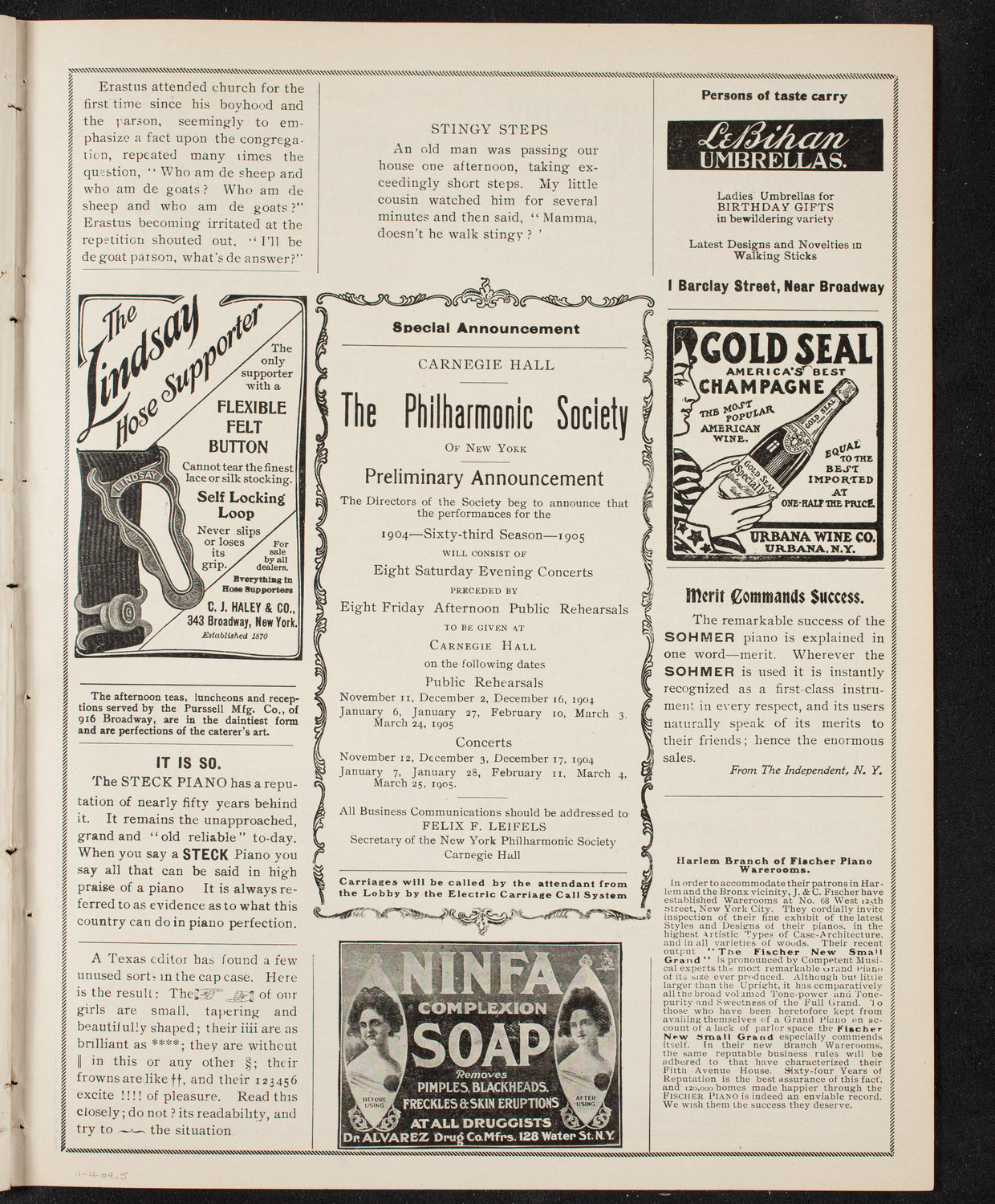 People's Symphony Concert, November 4, 1904, program page 9