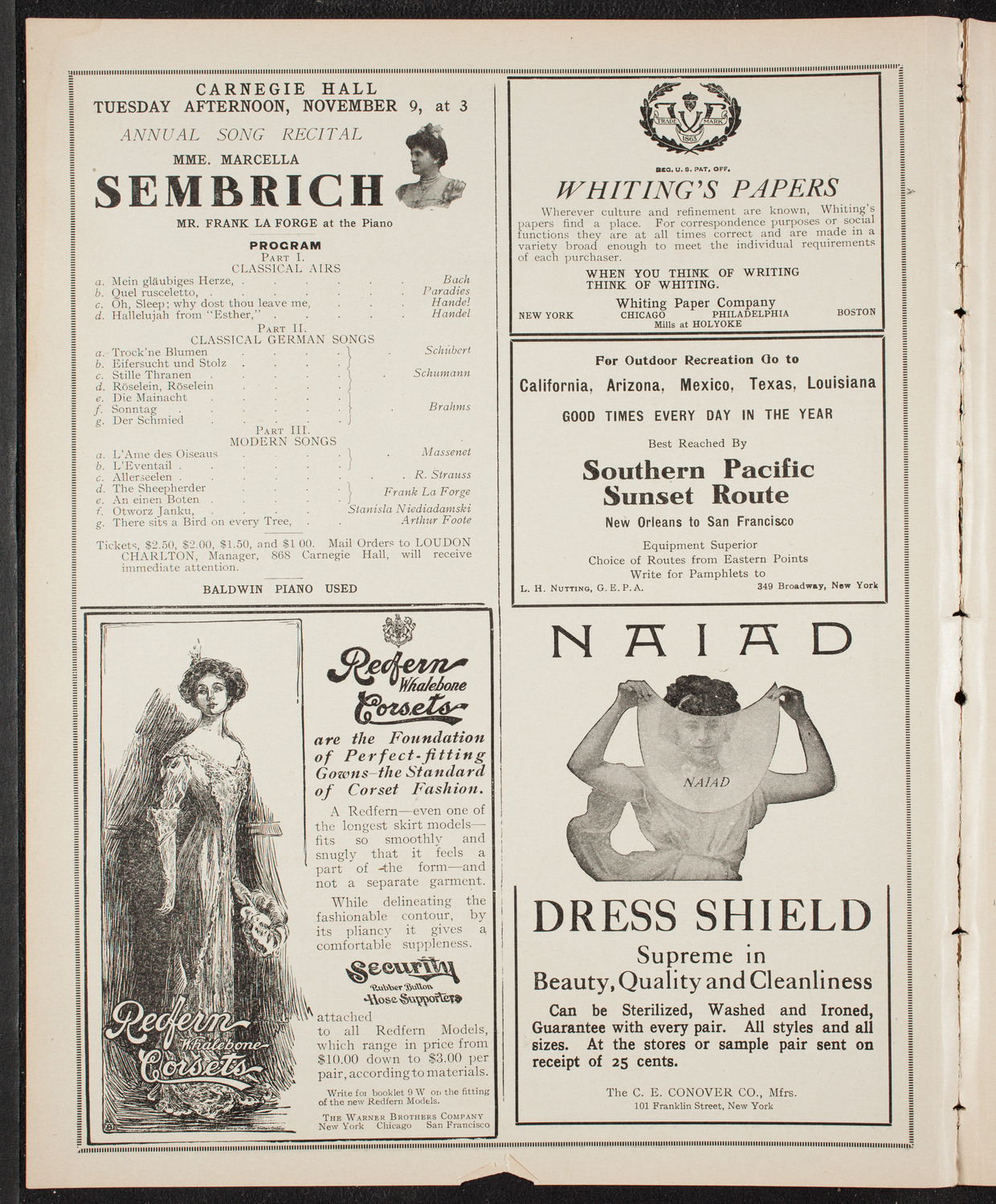 New York College of Music and New York German Conservatory of Music Faculty Concert, November 7, 1909, program page 2