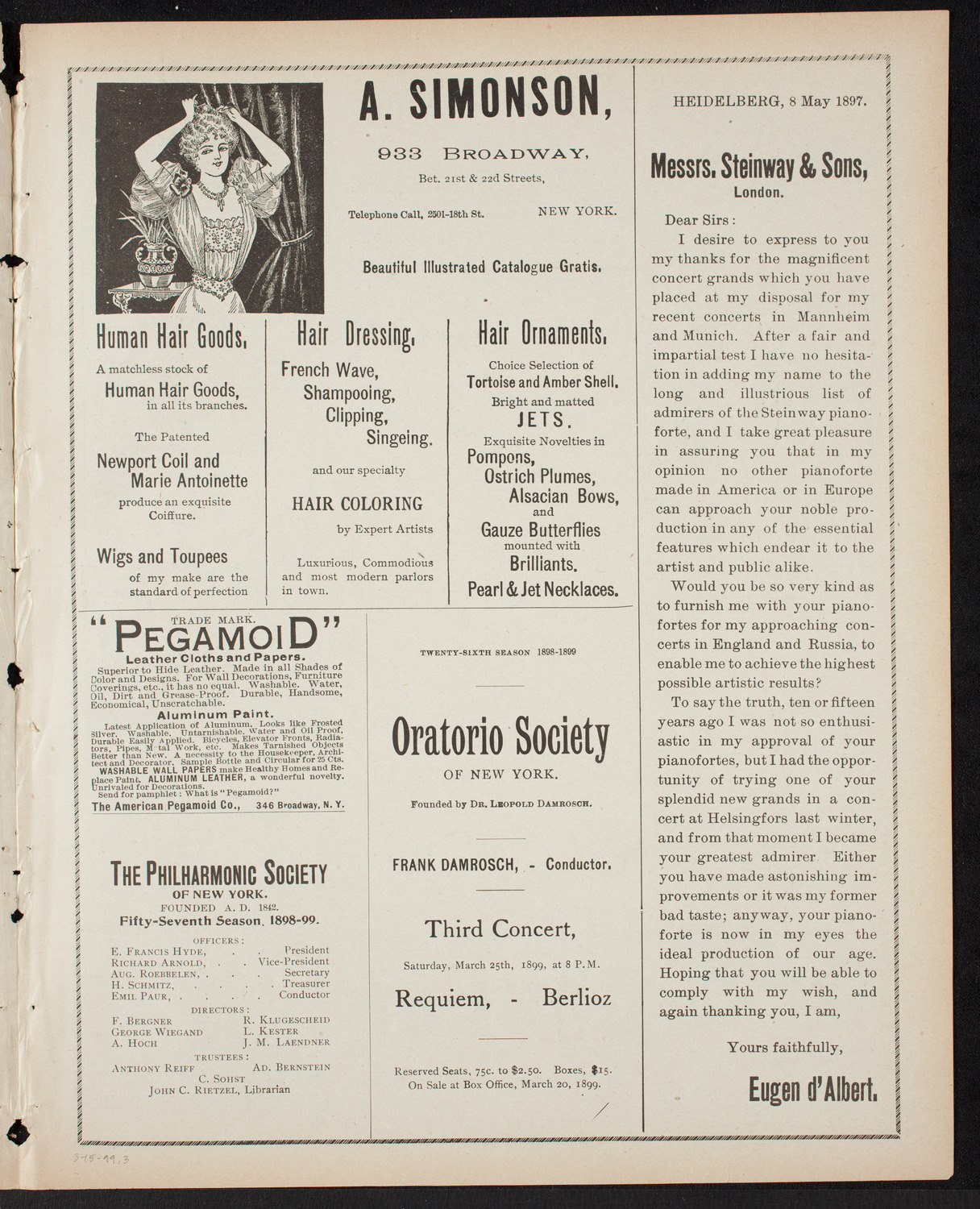 Blanche Marchesi, Soprano, March 15, 1899, program page 5