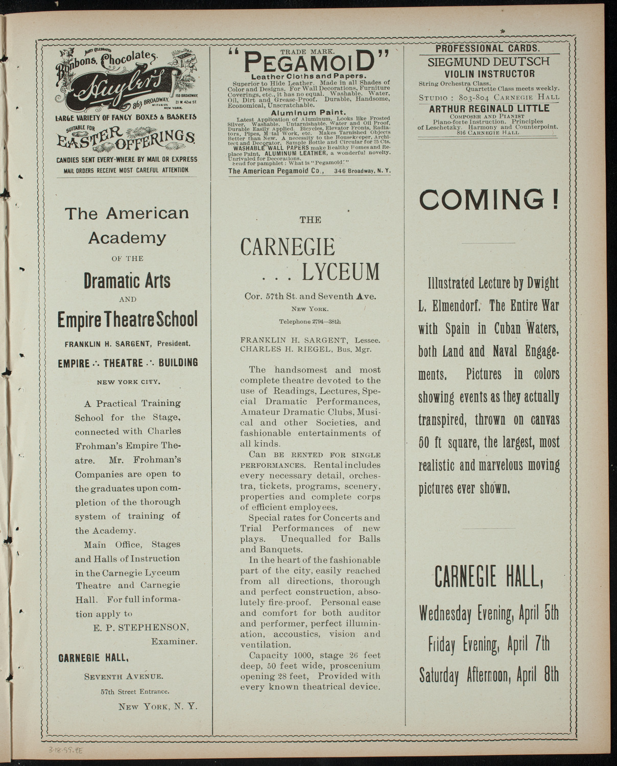 Comparative Literature Society Saturday Morning Conference, March 18, 1899, program page 7