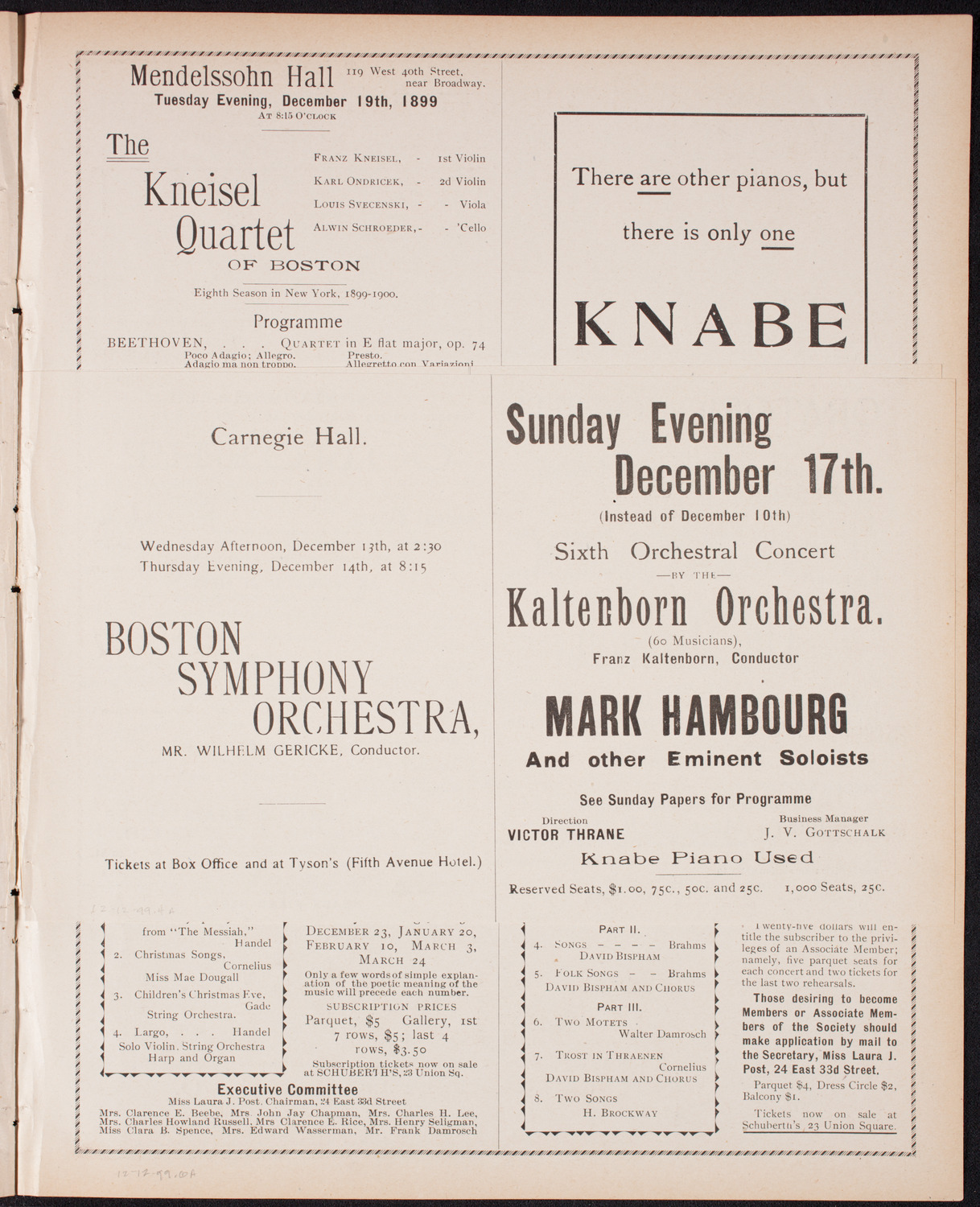 Ignacy Jan Paderewski, Piano, December 12, 1899, program page 7