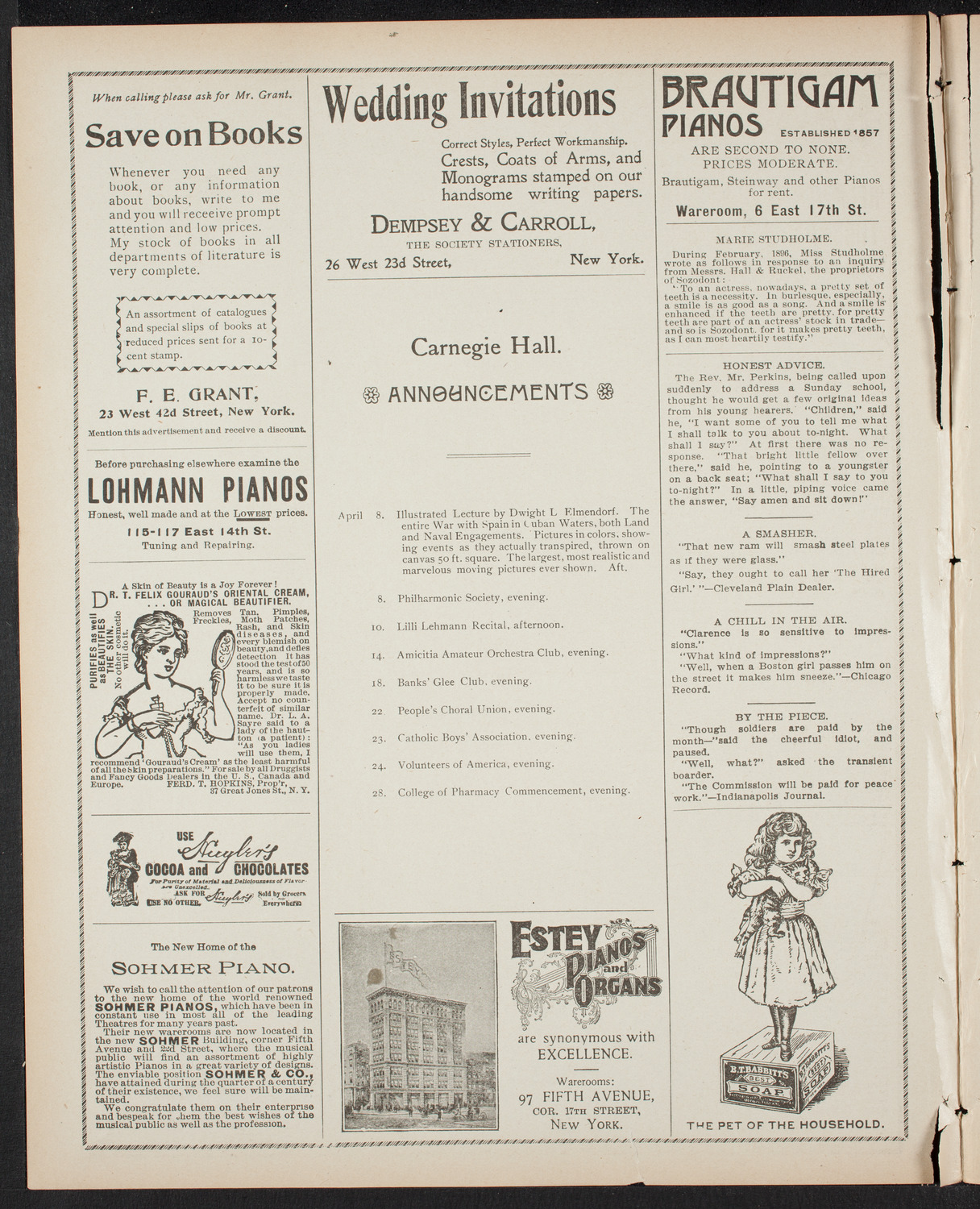 Elmendorf Lecture: The Entire War with Spain in Cuba, April 7, 1899, program page 2