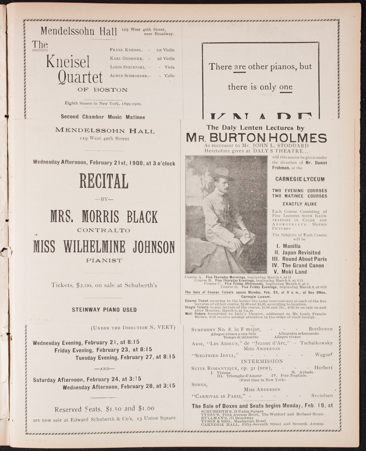 New York Philharmonic, February 17, 1900, program page 7