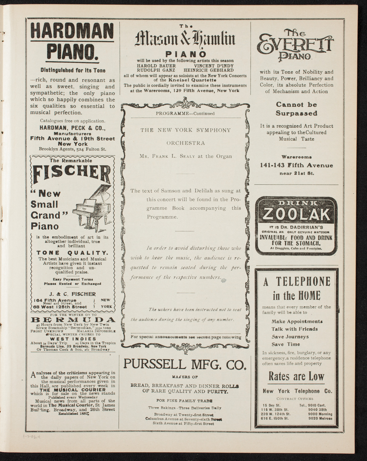 Oratorio Society of New York, April 3, 1906, program page 7
