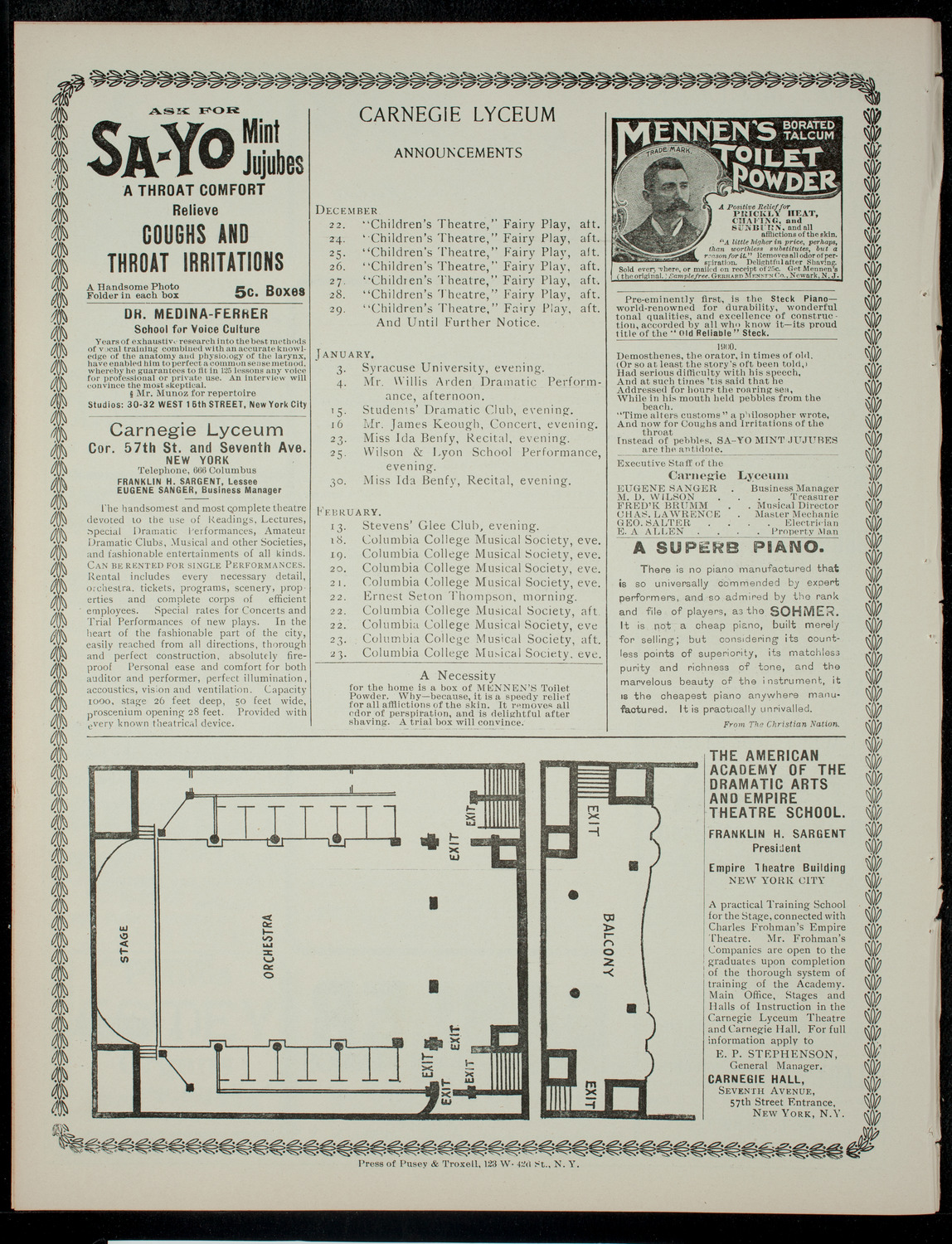 The Children's Theatre, December 21, 1900, program page 4