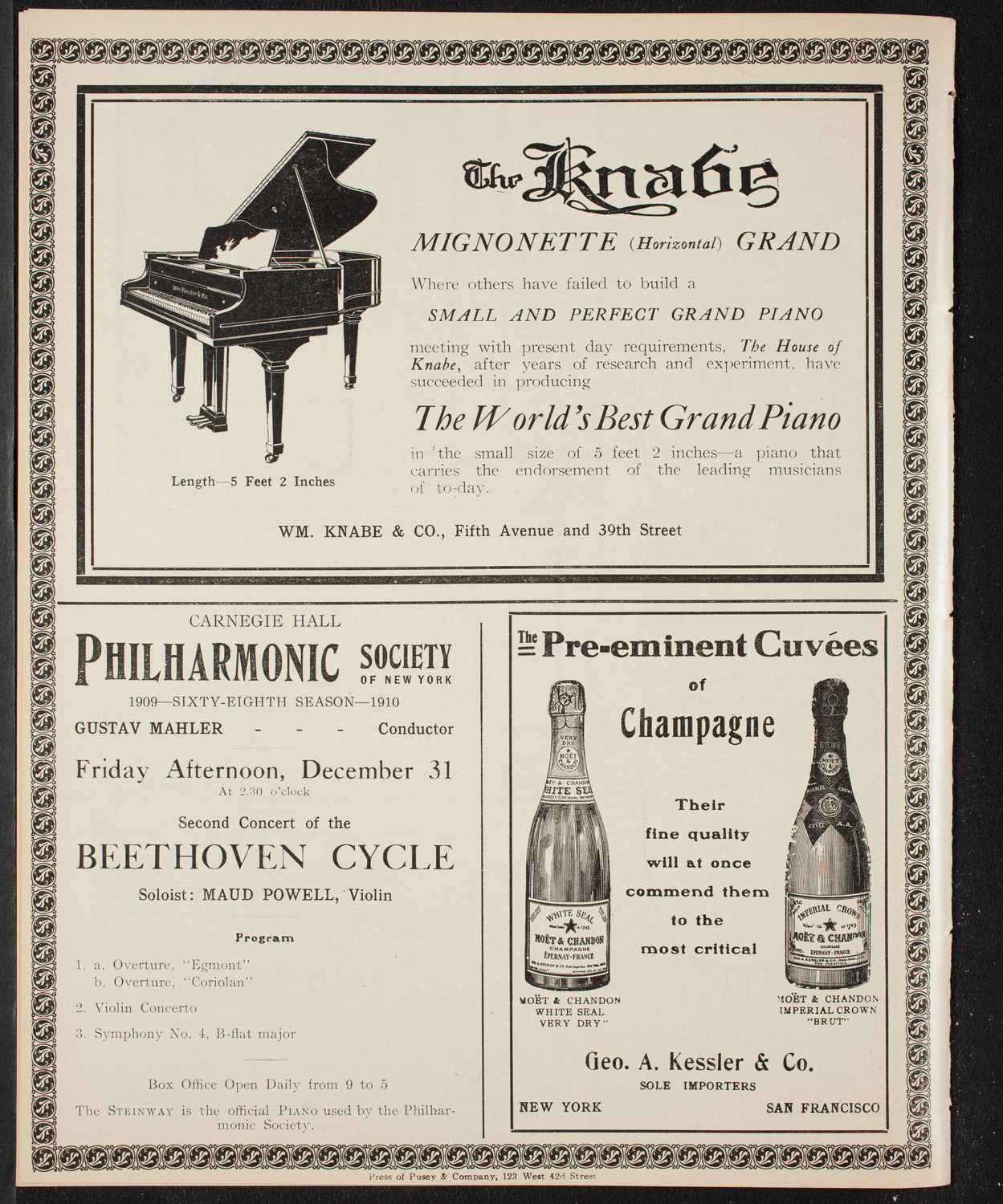 New York Philharmonic, December 29, 1909, program page 12
