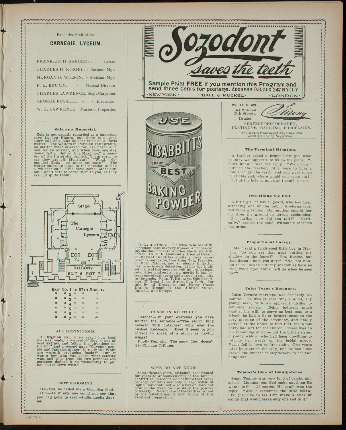 Comparative Literature Society Saturday Morning Conference, March 11, 1899, program page 3