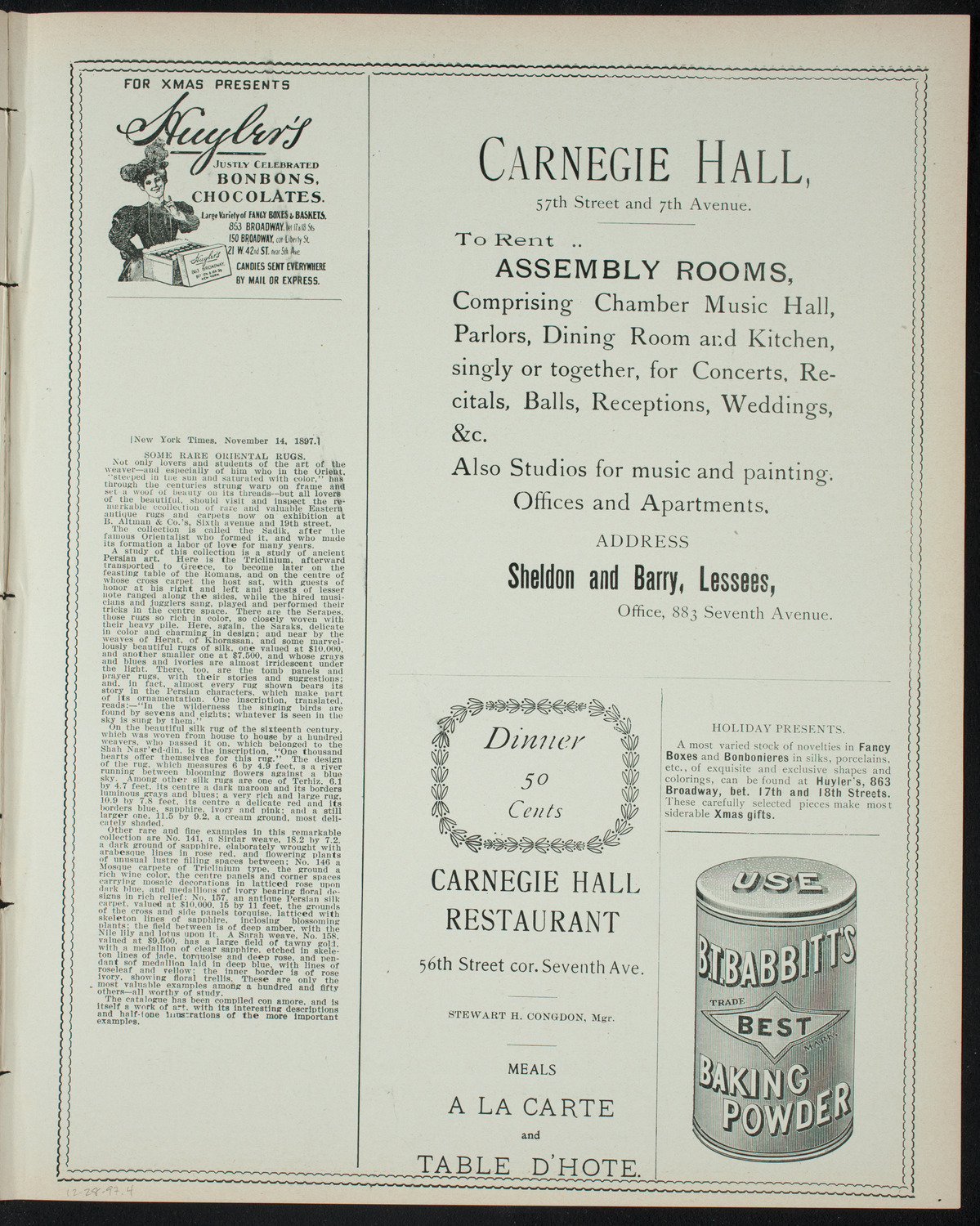 Mount Sinai Alumni Concert, December 28, 1897, program page 7