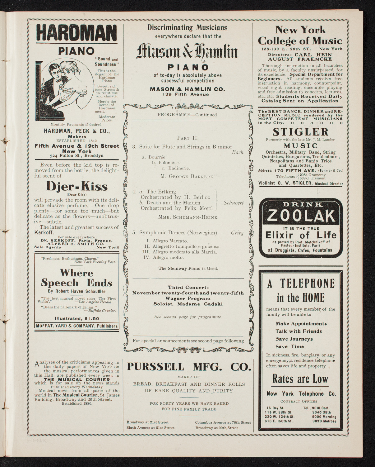 New York Symphony Orchestra, November 10, 1906, program page 7