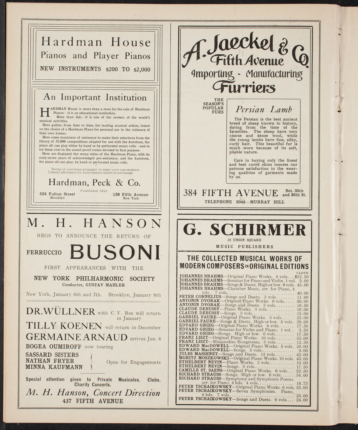 Teresa Carreño, Piano, December 4, 1909, program page 8