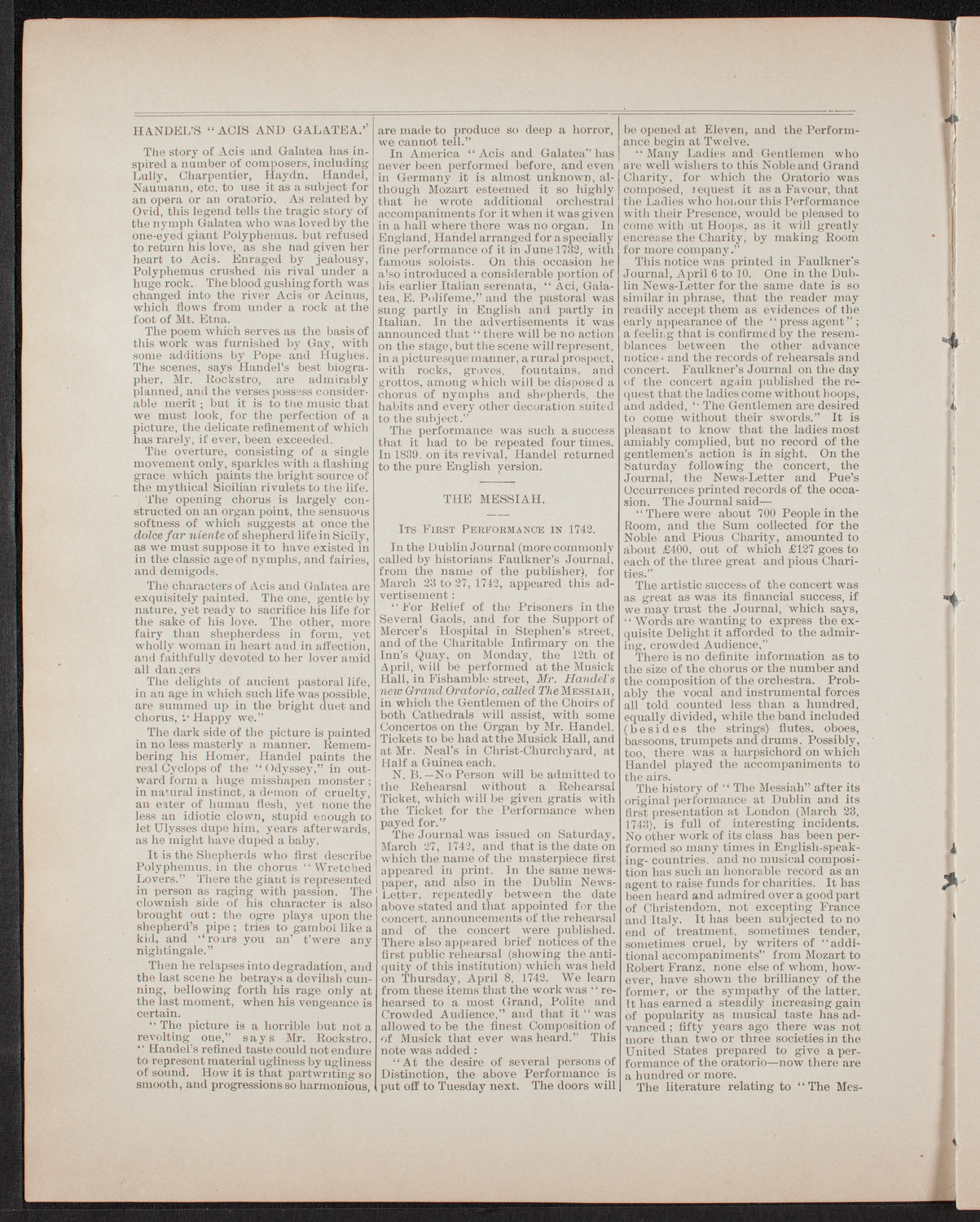 Oratorio Society of New York: Handel Festival, April 30, 1892, program page 2