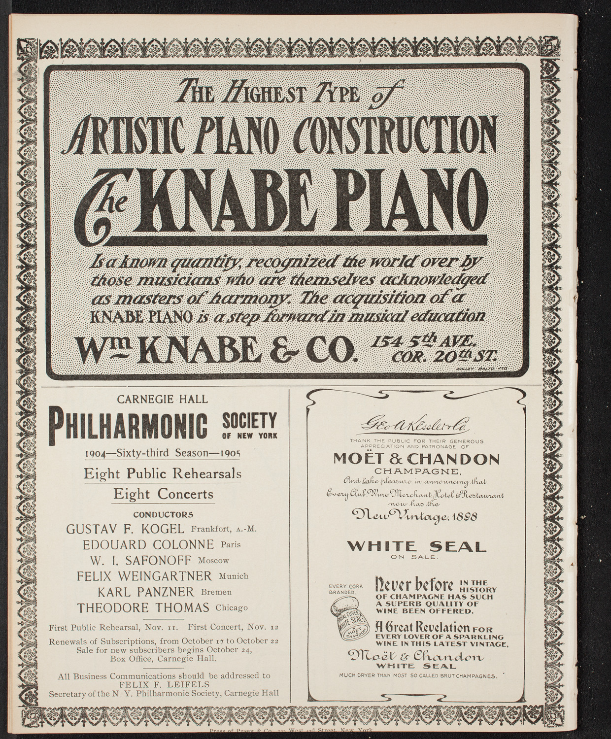 Lecture by Reverend Charles Wagner, November 10, 1904, program page 12