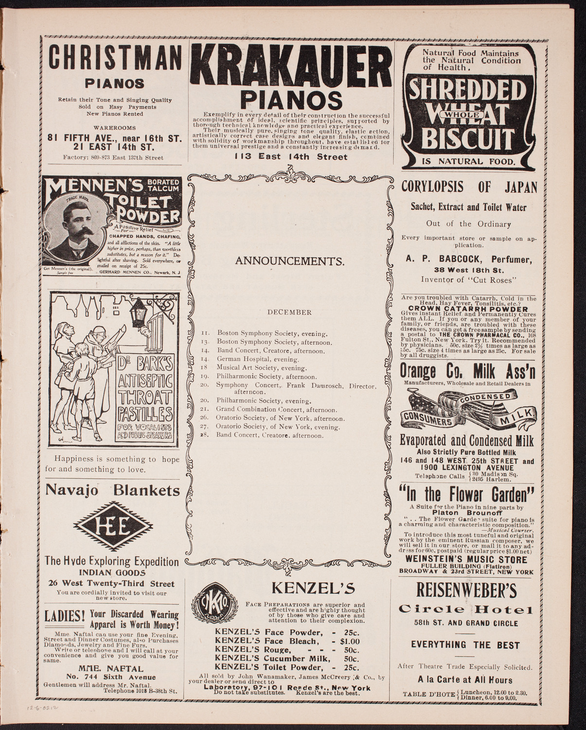 New York Philharmonic, December 6, 1902, program page 3