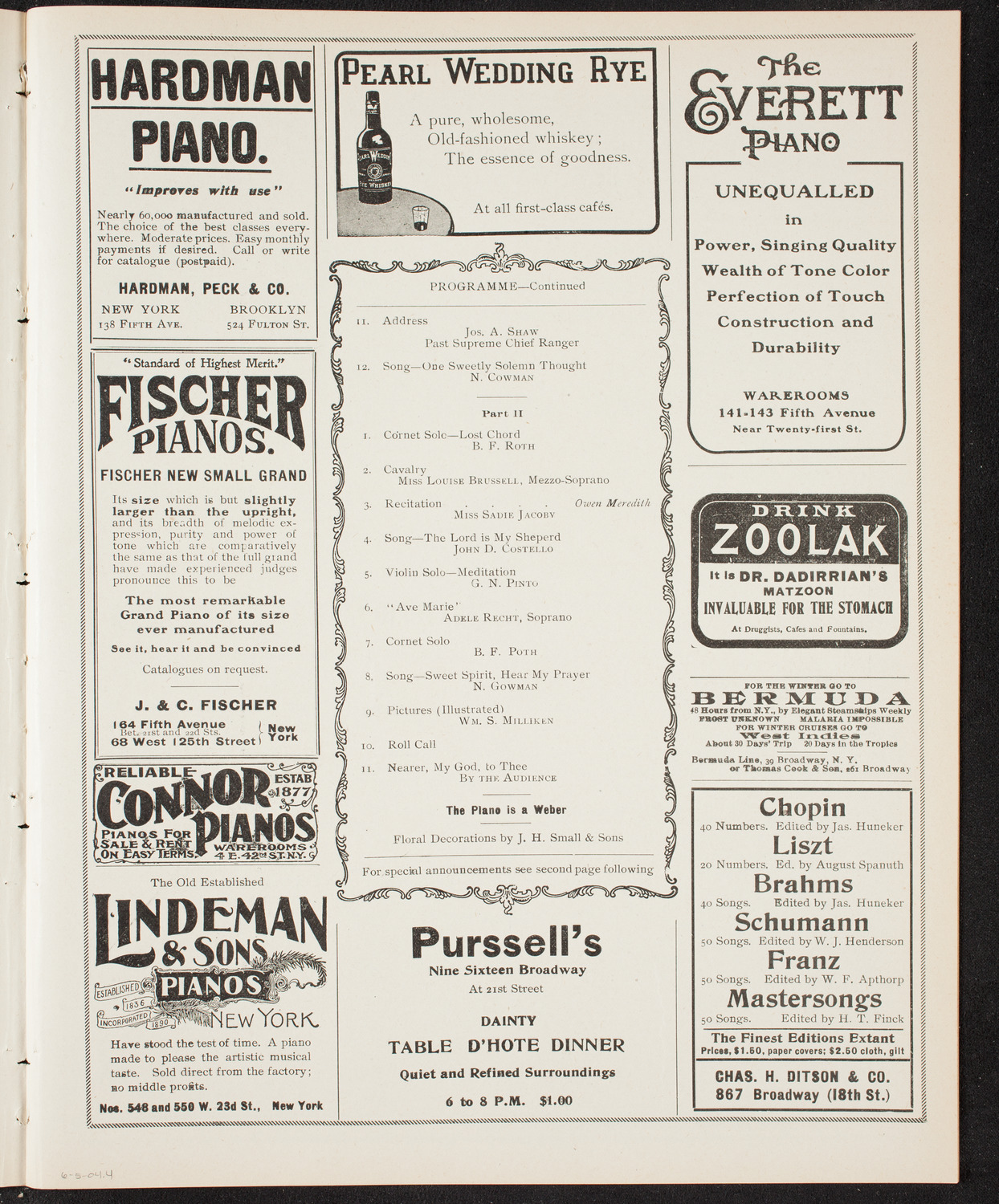 Foresters of America Memorial Services, June 5, 1904, program page 7