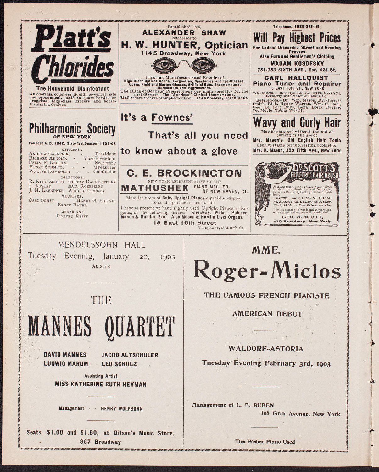 New York Philharmonic, January 9, 1903, program page 2