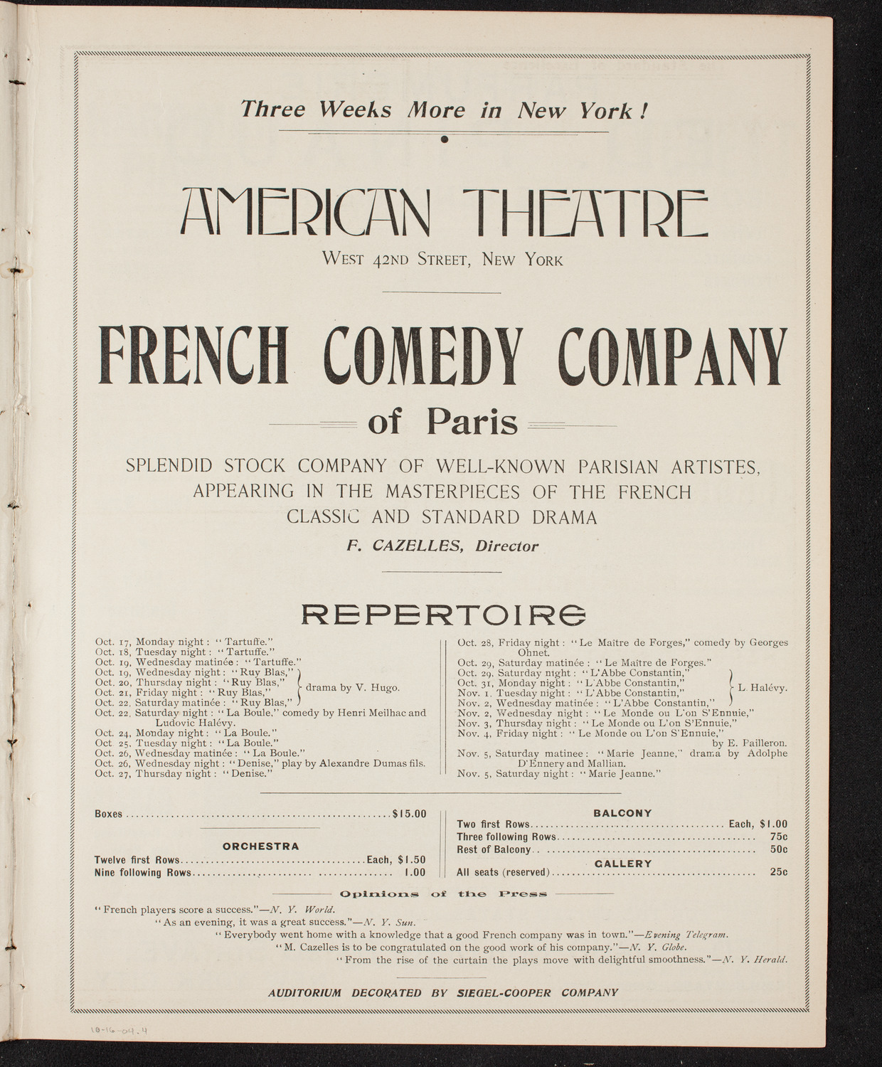 Garde Republicaine of Paris, October 16, 1904, program page 7