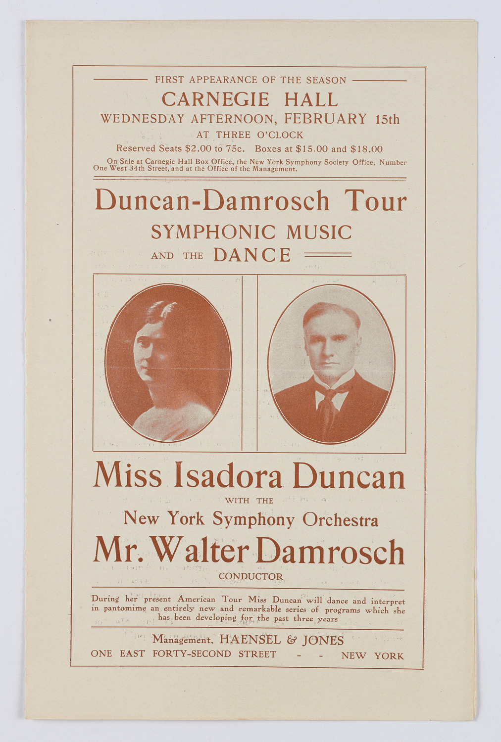 Isadora Duncan with New York Symphony Orchestra, February 15, 1911