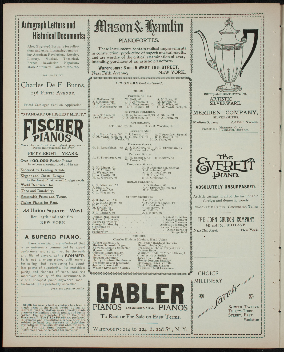 Columbia University Musical Society, March 1, 1899, program page 6