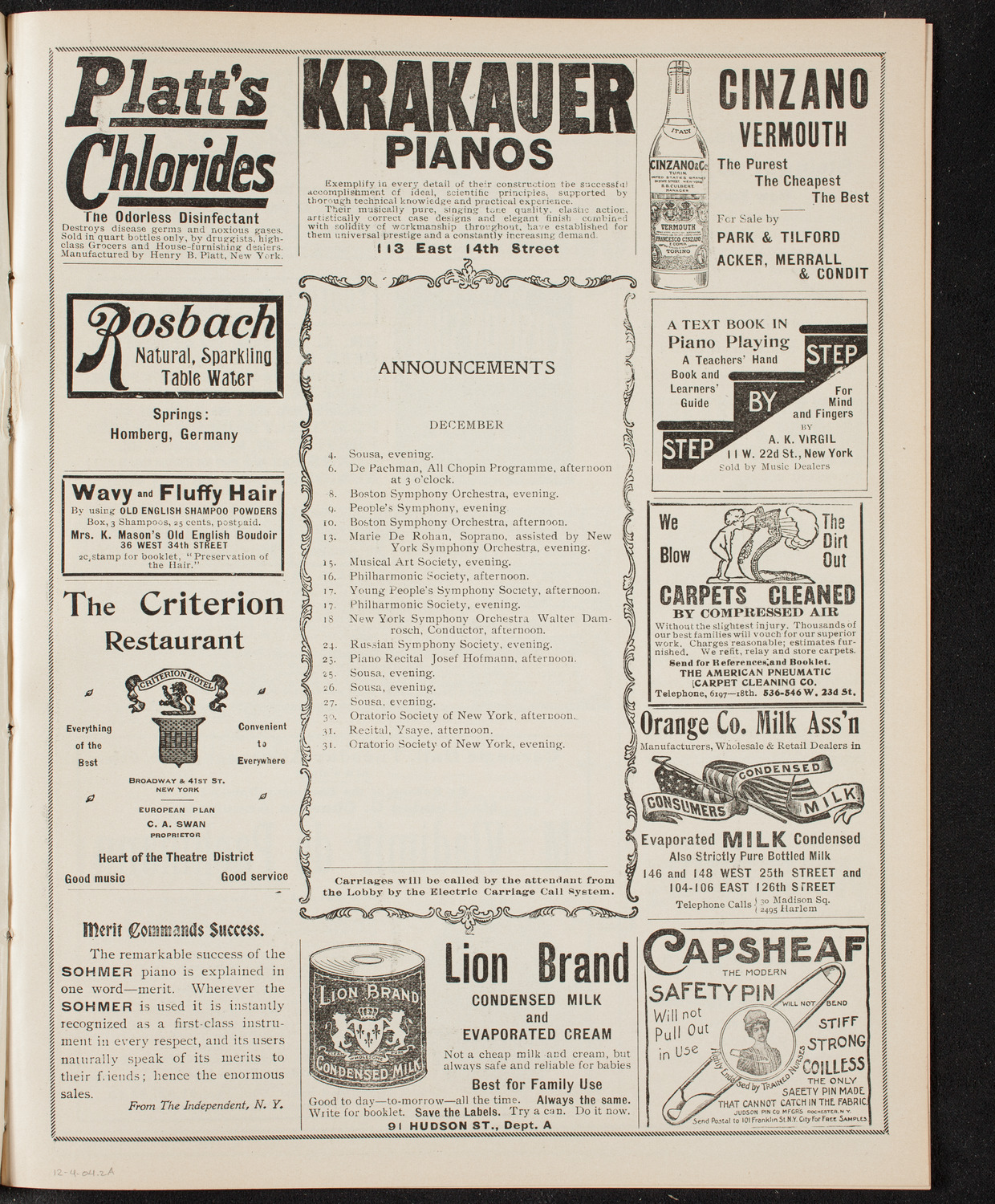 New York Symphony Orchestra, December 4, 1904, program page 3