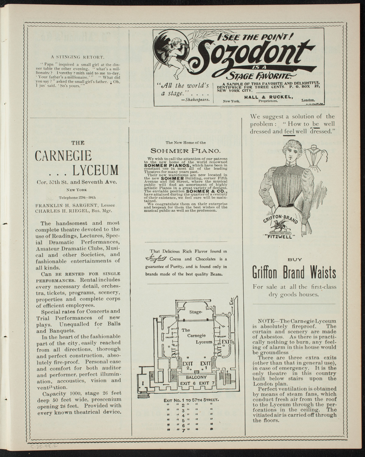 Club Lirico-Dramatico Cubano, May 25, 1898, program page 3