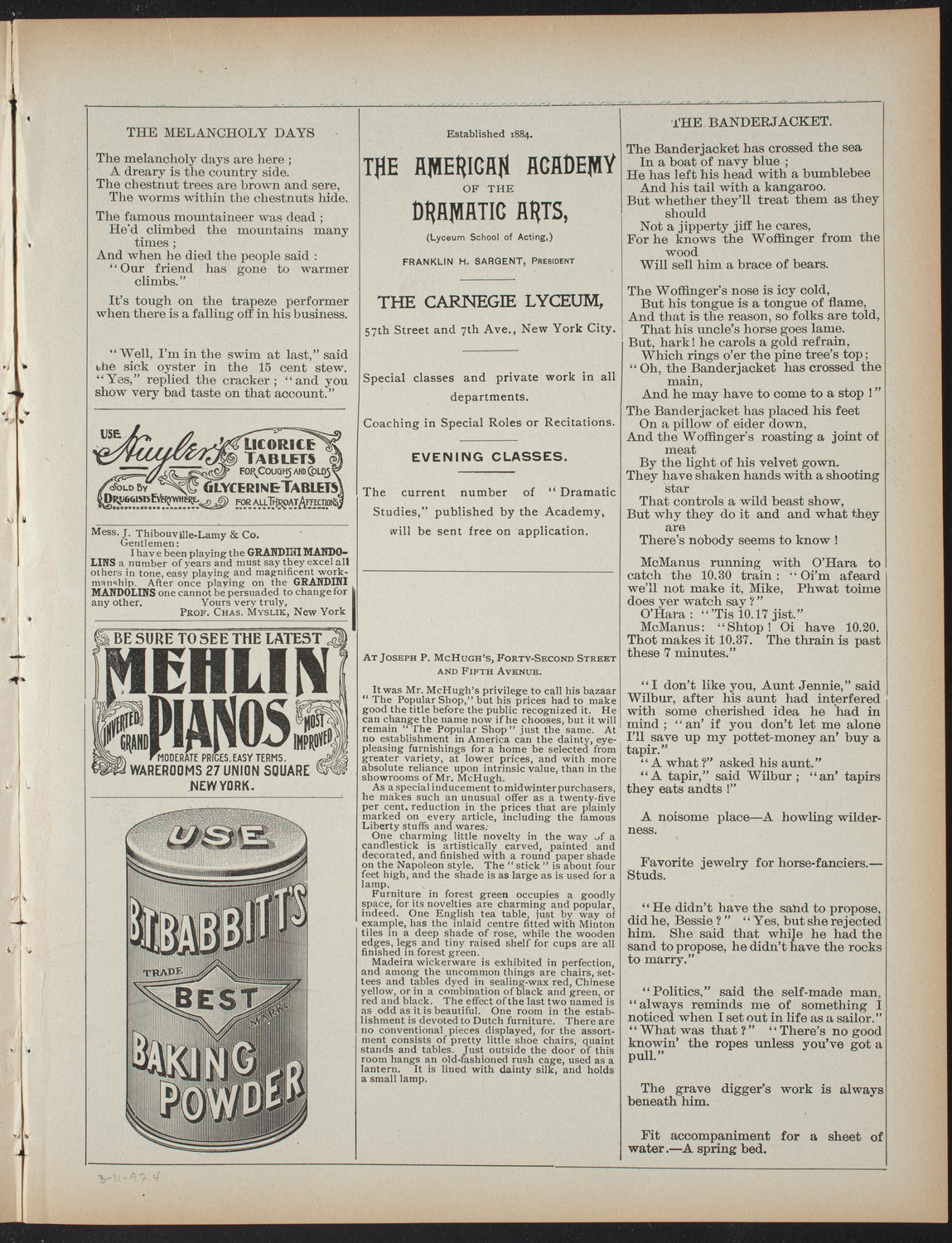 Florence Terrell, March 11, 1897, program page 7