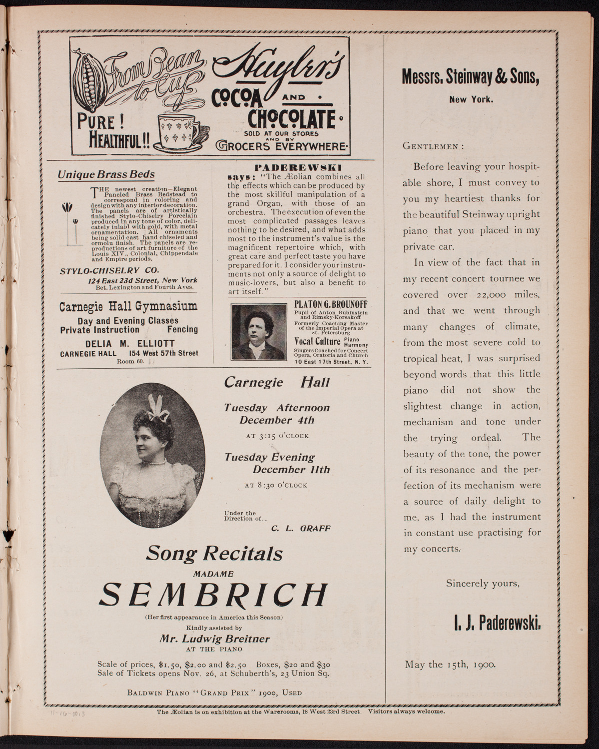 New York Philharmonic, November 16, 1900, program page 5