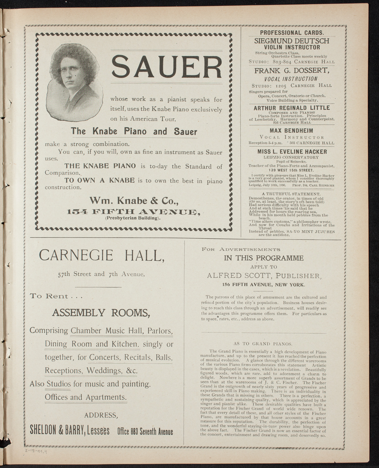 Paur Symphony Orchestra, February 18, 1899, program page 7