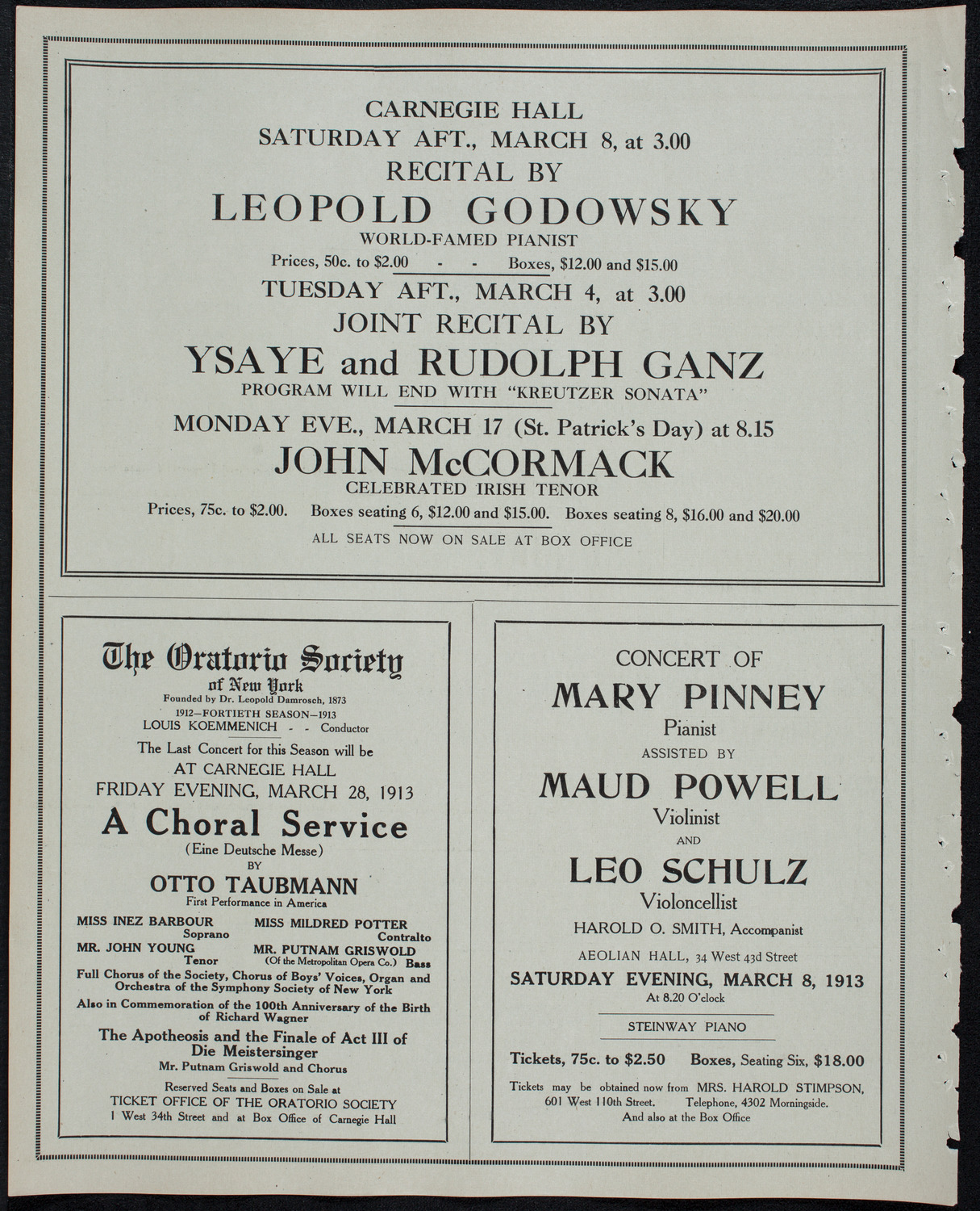 New York Philharmonic, March 2, 1913, program page 10