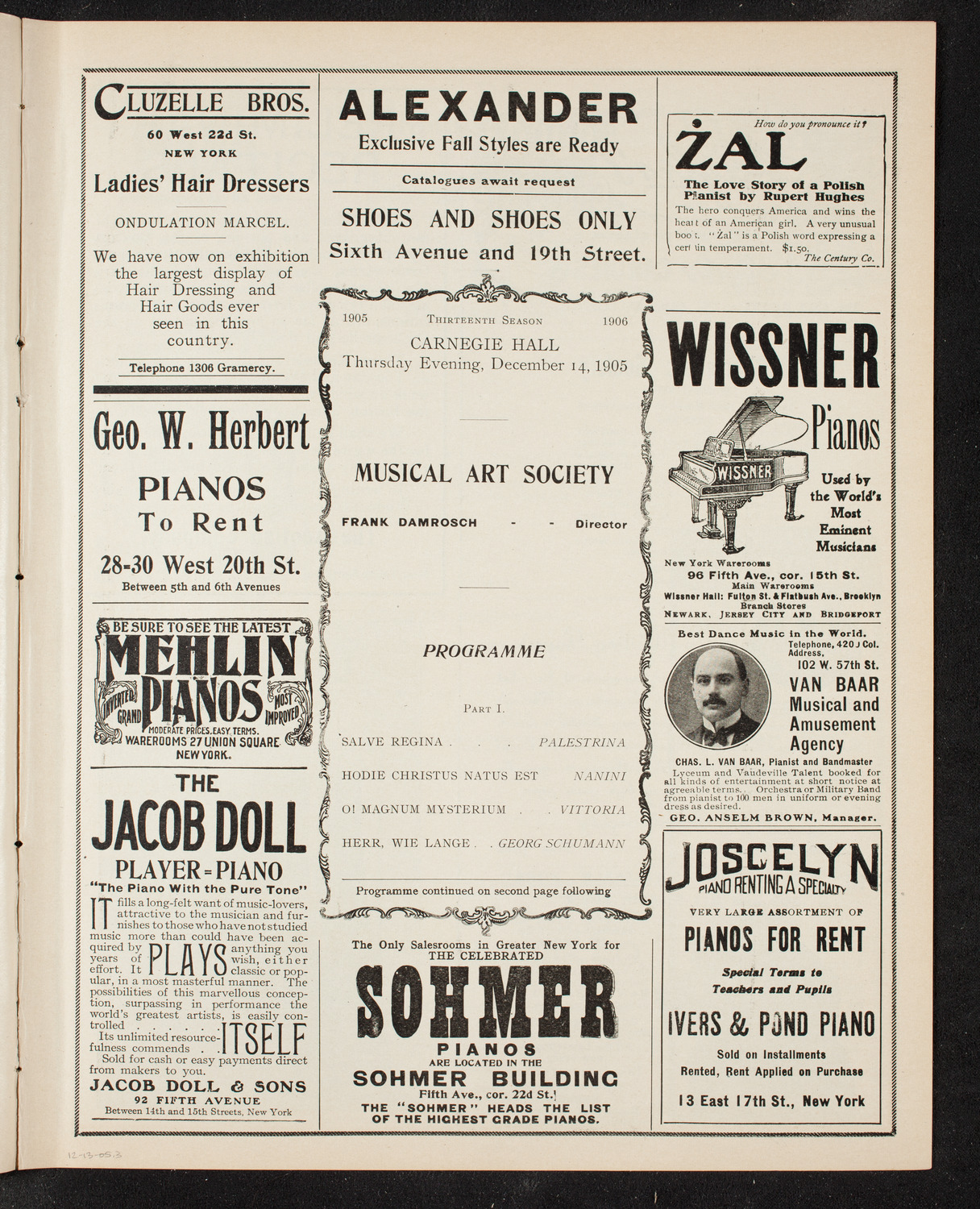 Musical Art Society of New York, December 14, 1905, program page 5