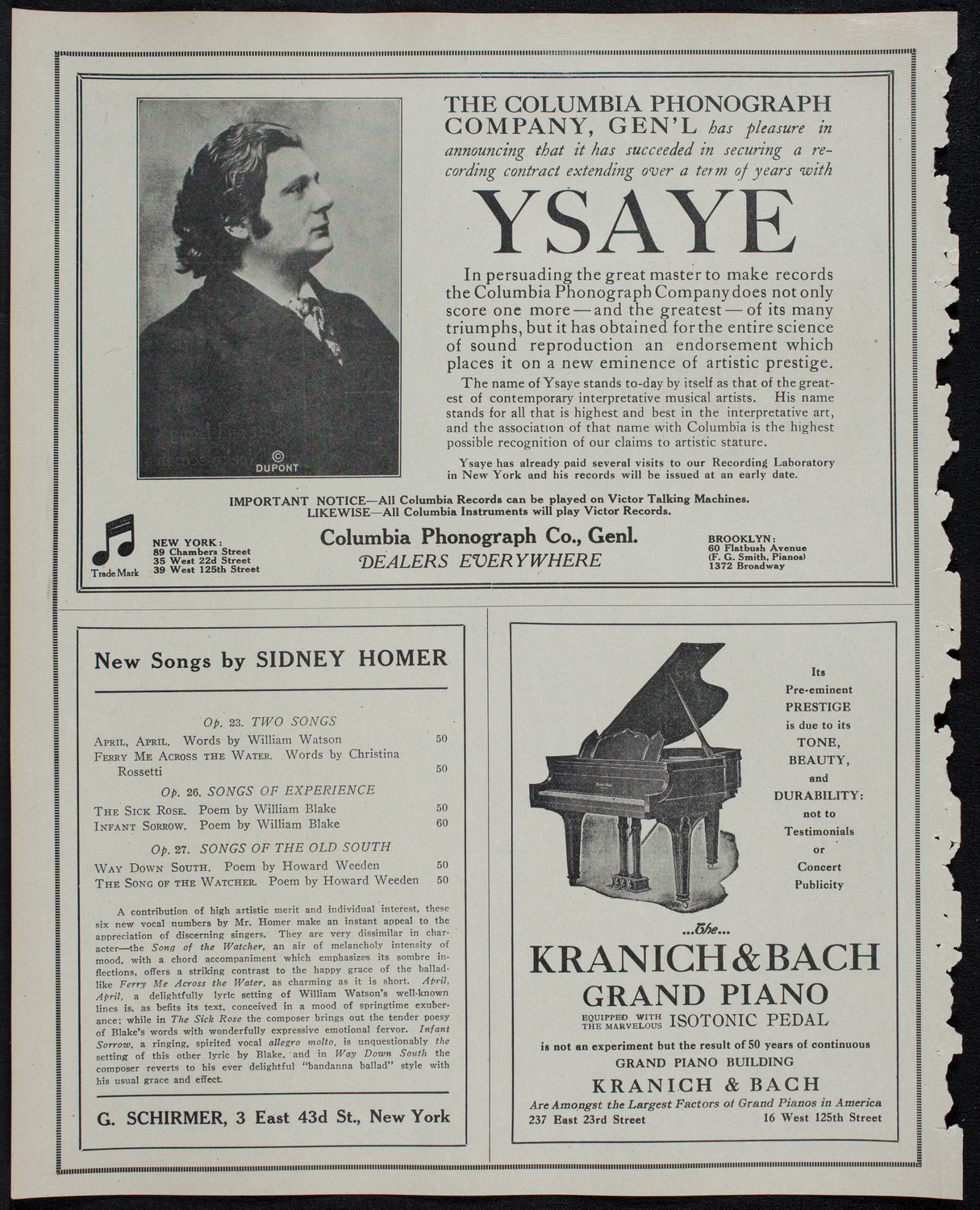 John McCormack, Tenor, January 5, 1913, program page 6