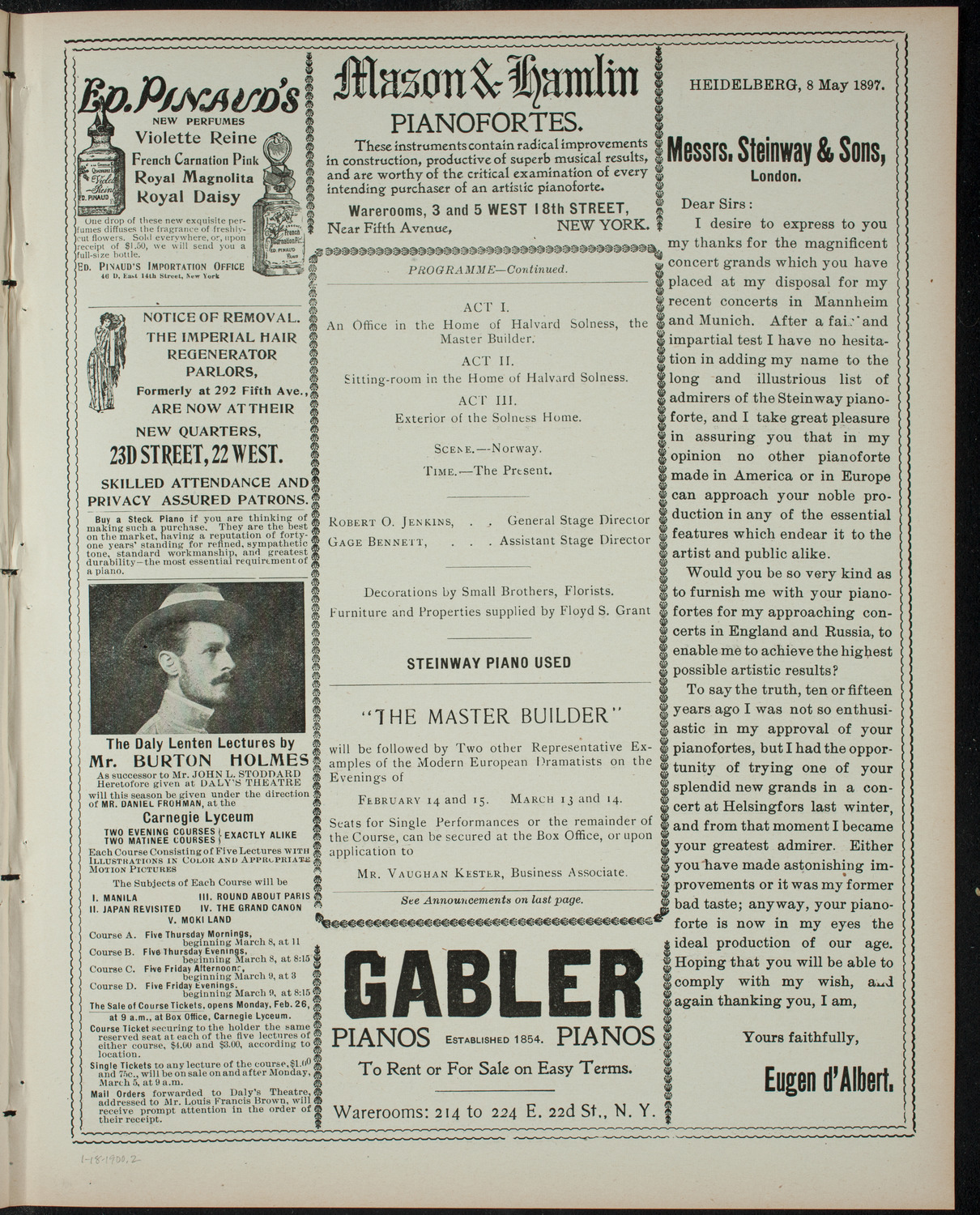 Mr. John Blair's Course of Modern Plays, January 18, 1900, program page 3