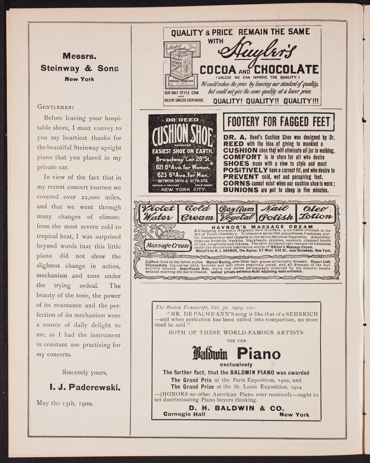 Vladimir de Pachmann, Piano, January 1, 1905, program page 4