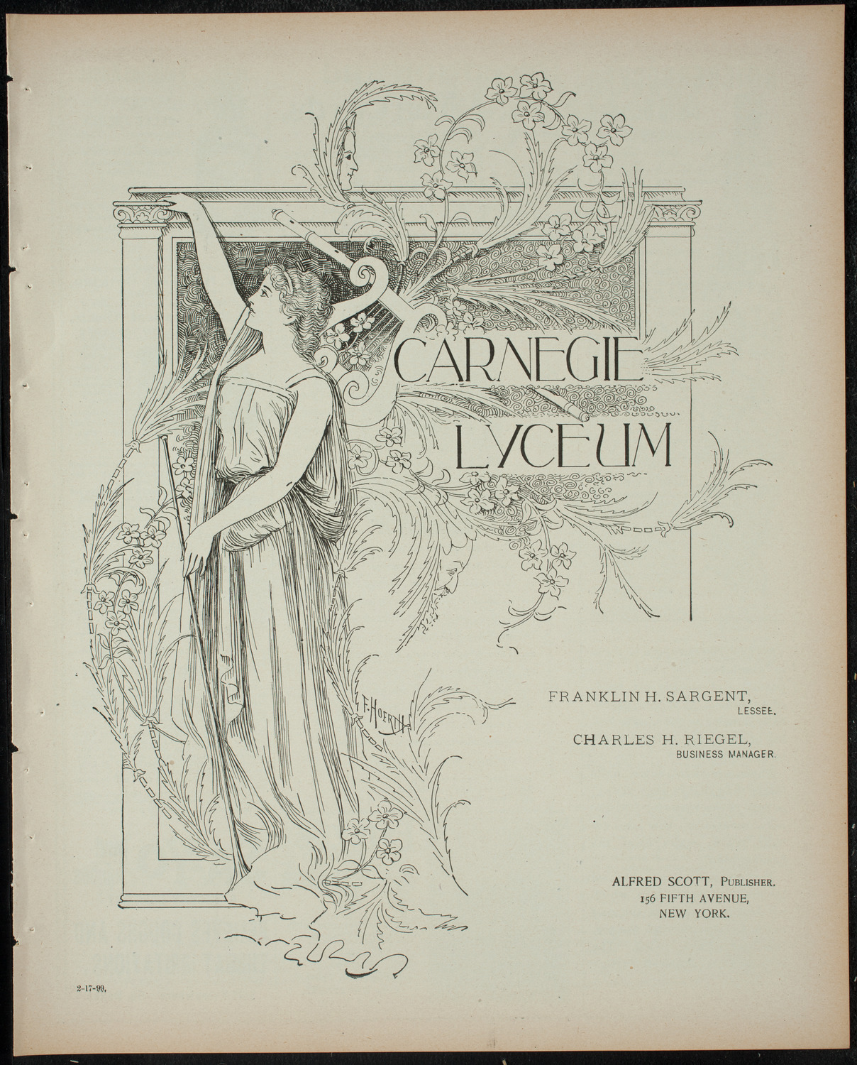 Soirée Musicale given by Mr. Walter John Hall, February 17, 1899, program page 1